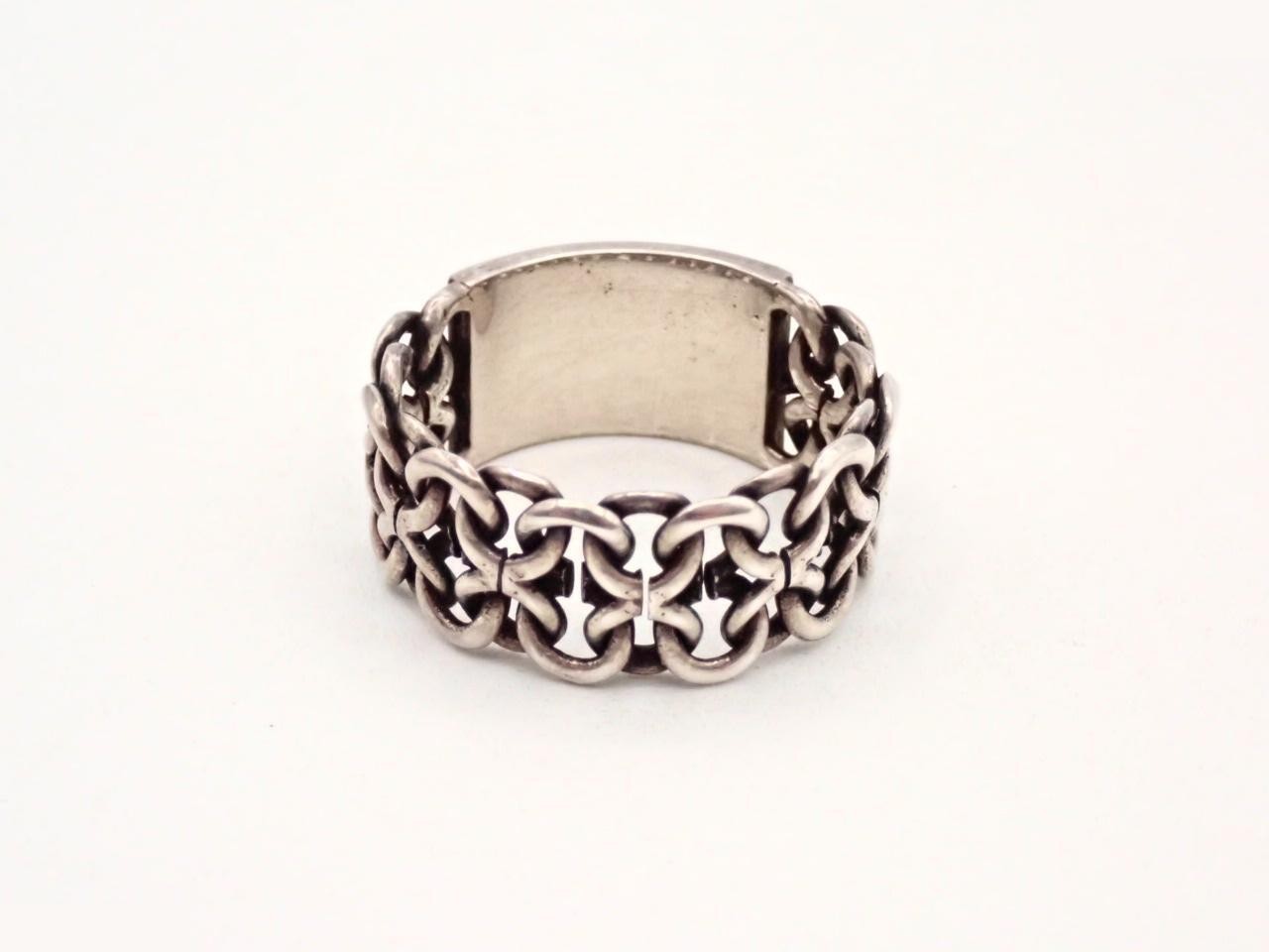 Engraved Chain Ring, Silver Color, #22.5 — view 2