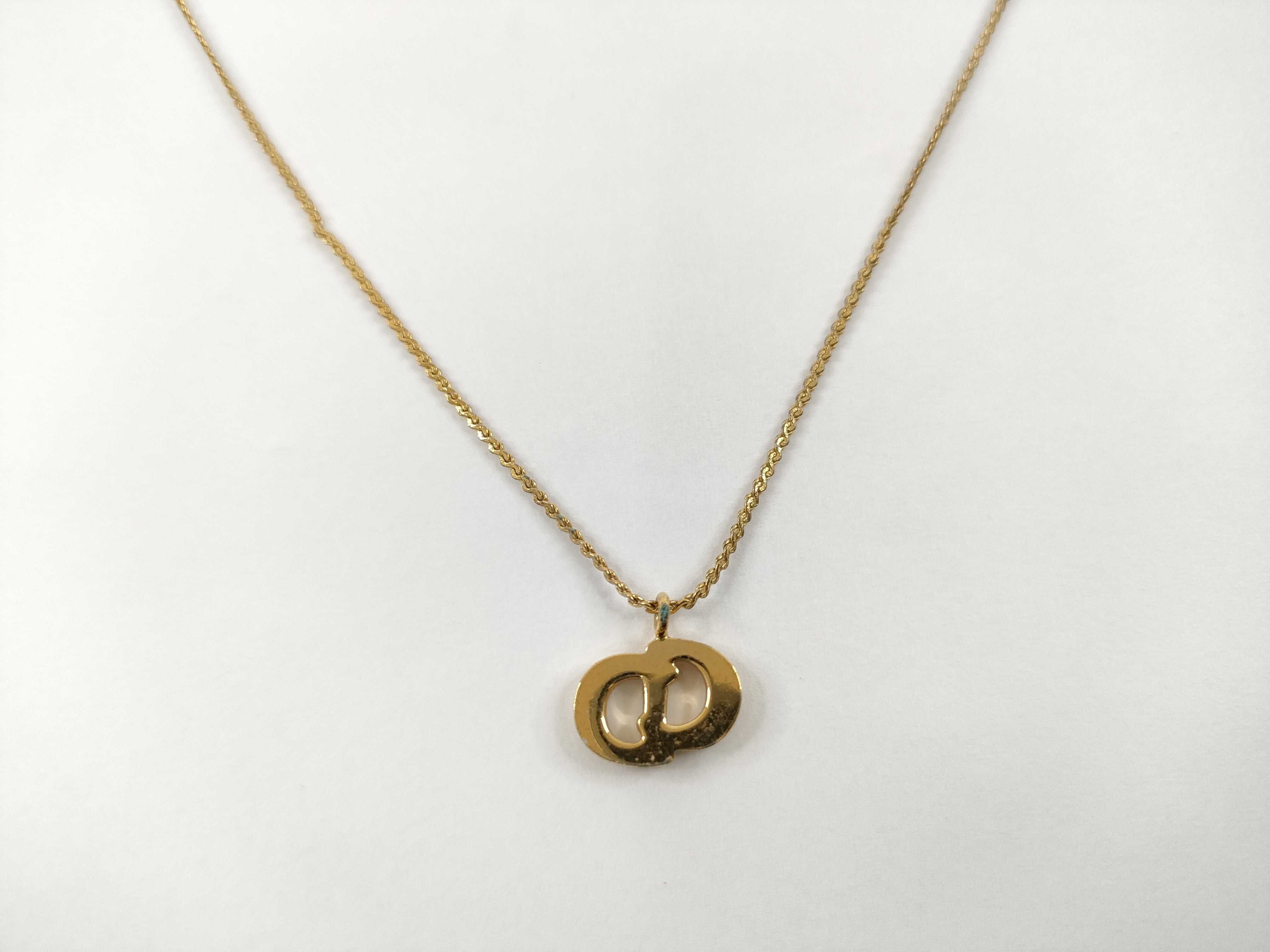 Gold Necklace CD Logo Rhinestone Necklace — view 2