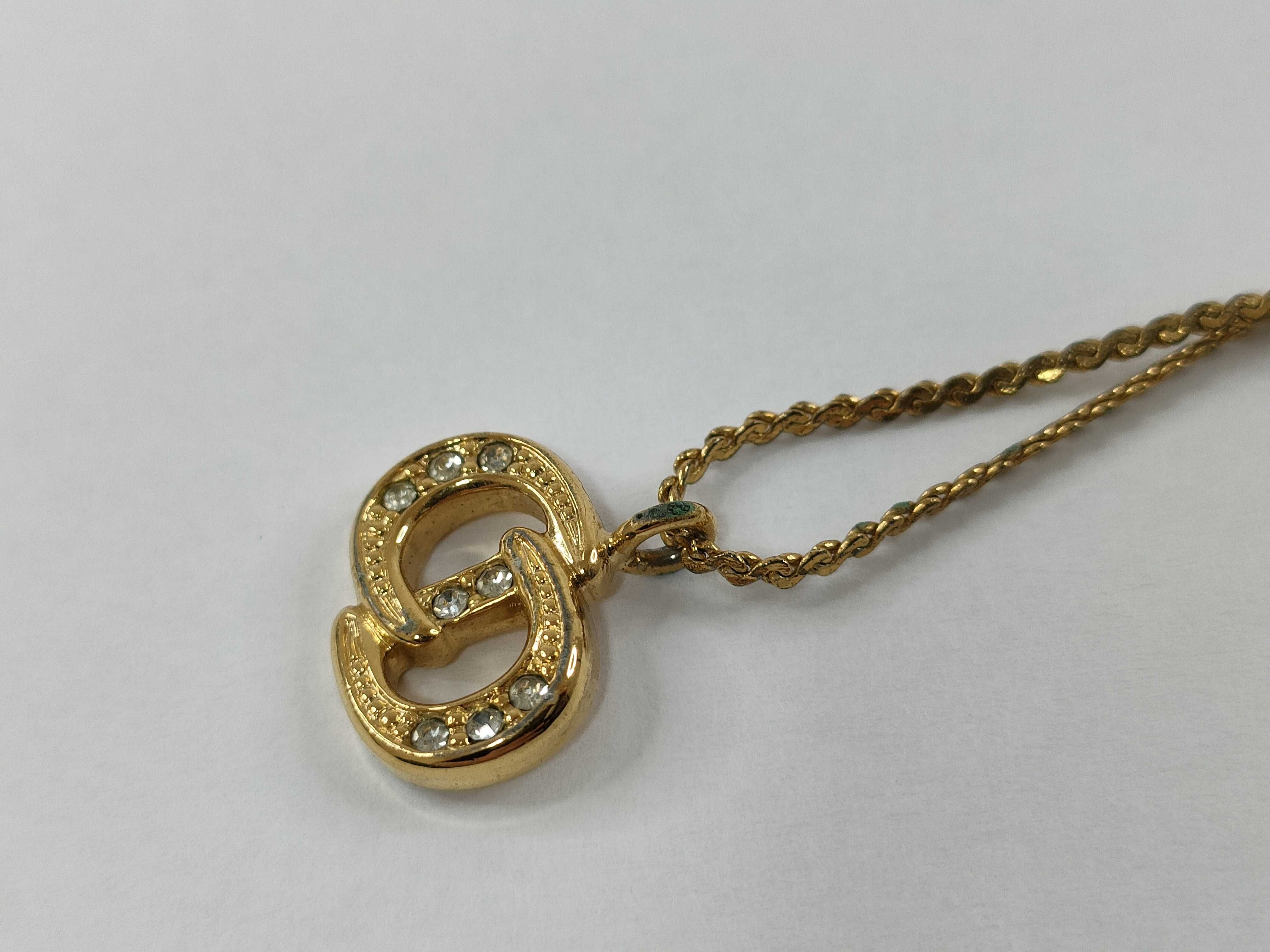 Gold Necklace CD Logo Rhinestone Necklace — view 9