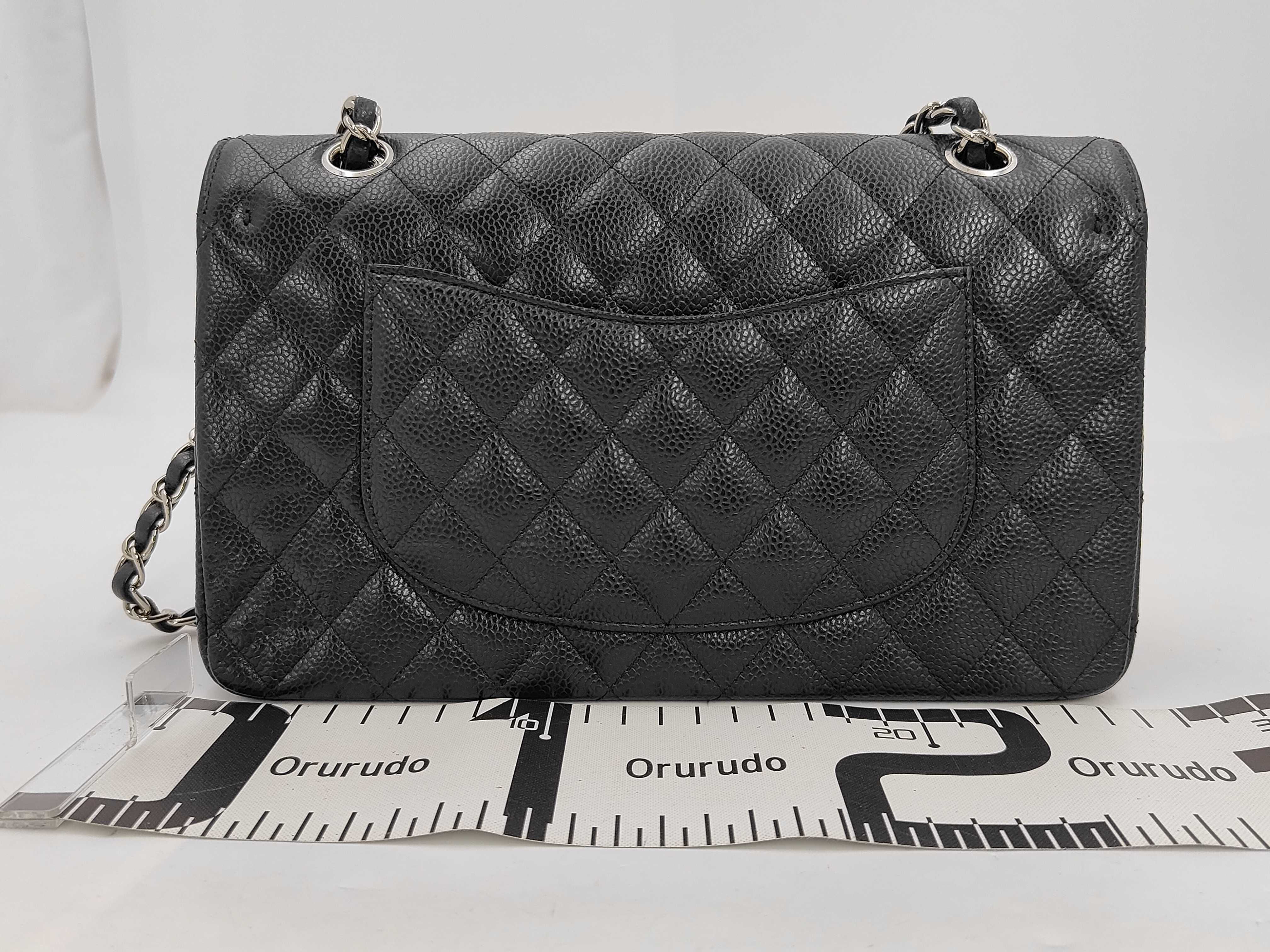 Matelassé 25 Double Flap Chain Shoulder Bag, Caviar Leather, Black Shoulder Bag — view 2