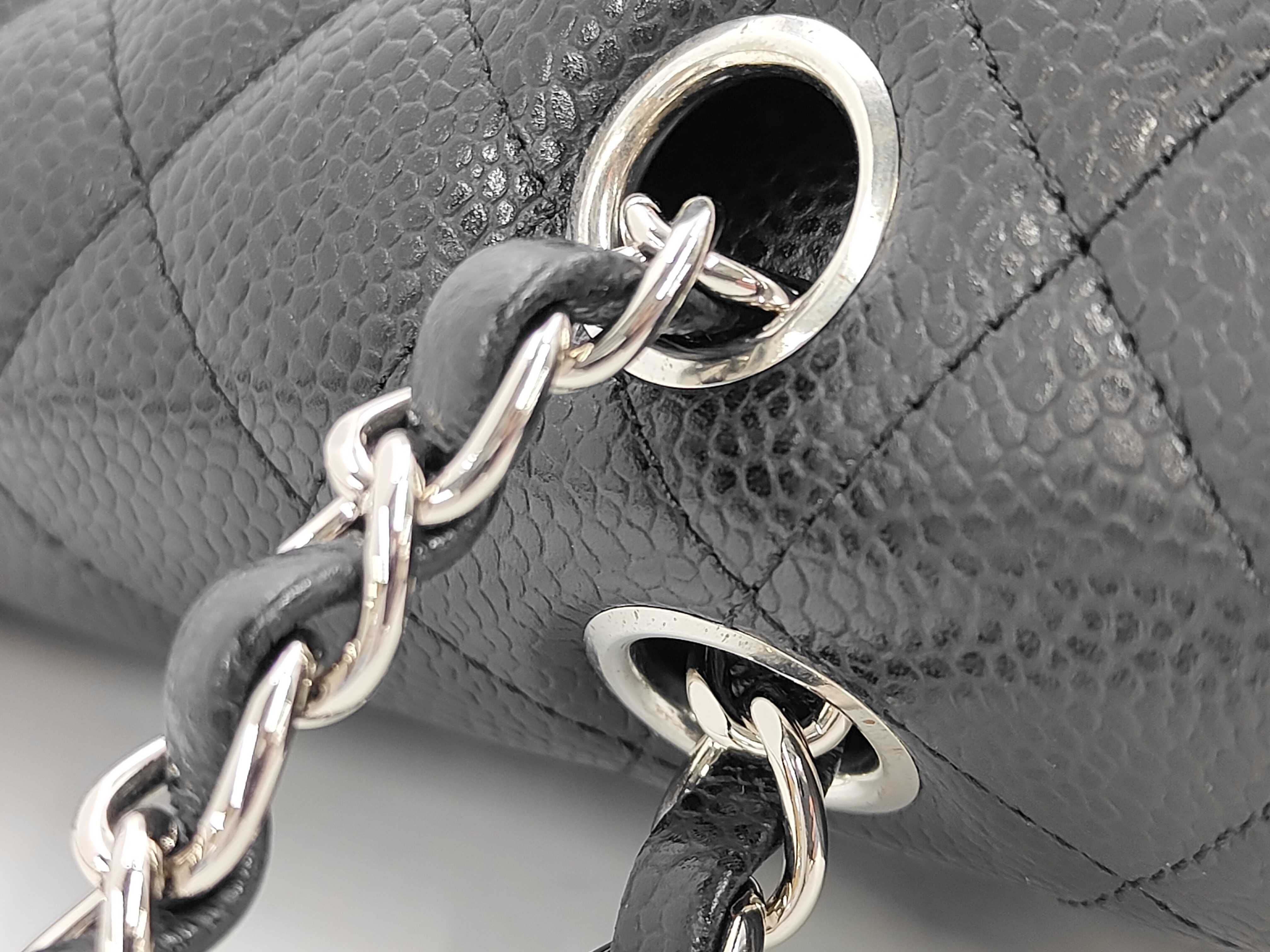 Matelassé 25 Double Flap Chain Shoulder Bag, Caviar Leather, Black Shoulder Bag — view 5
