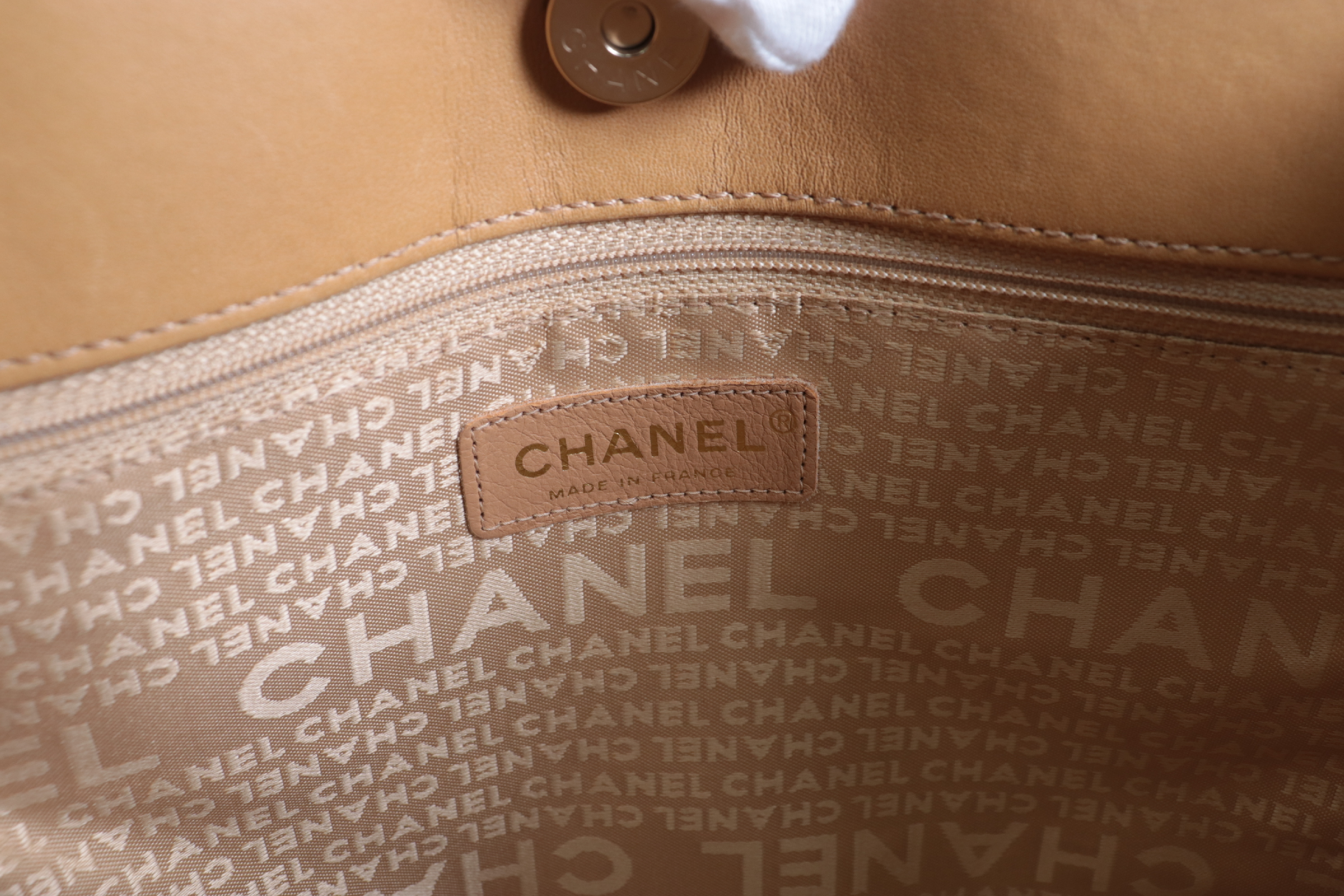 Camellia Lambskin Tote Bag, Beige, Series 8 — view 7
