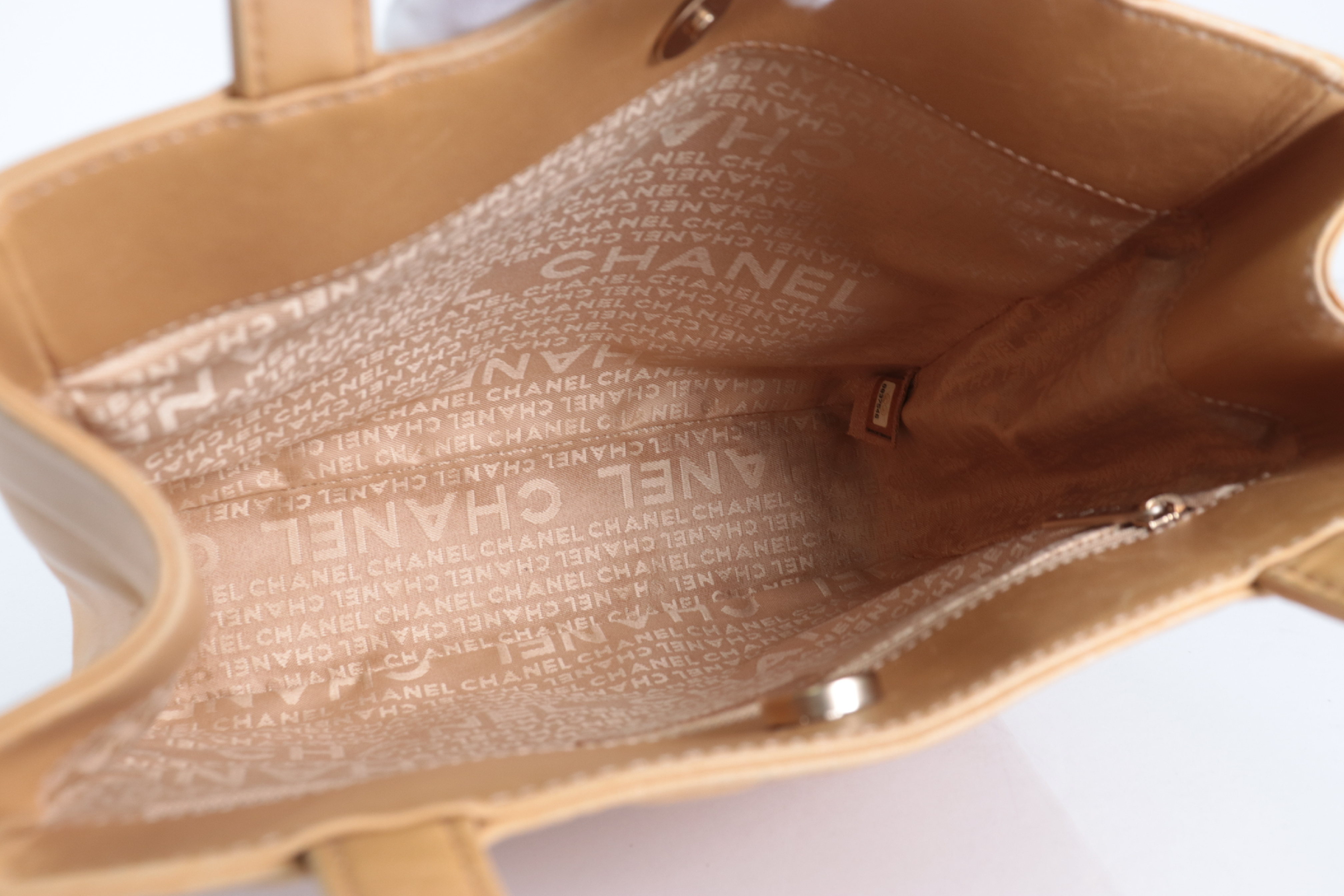 Camellia Lambskin Tote Bag, Beige, Series 8 — view 8