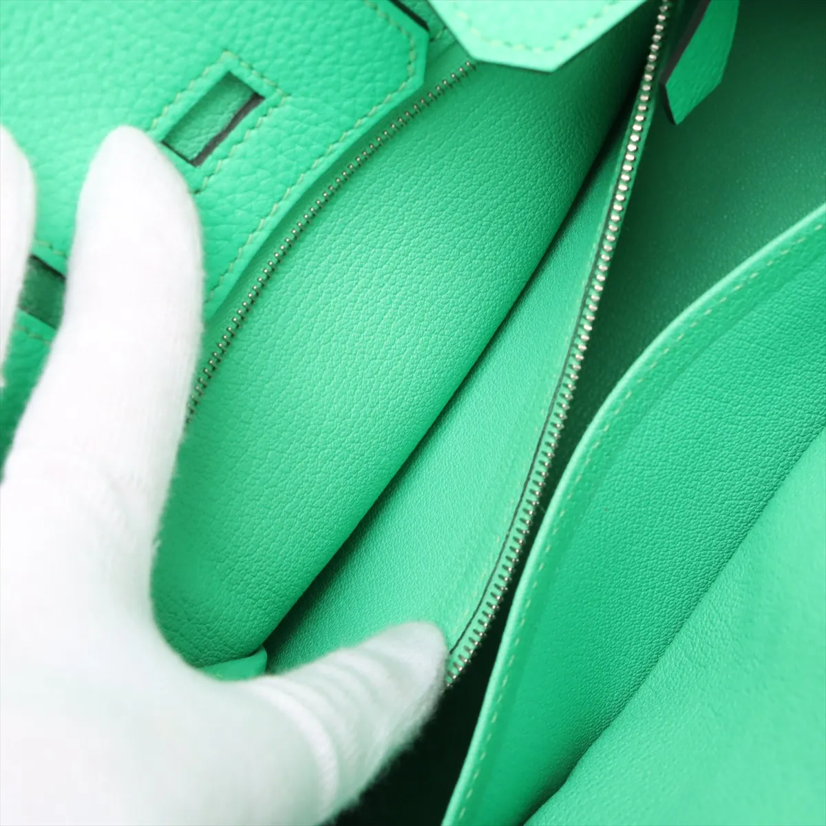 [Individually wrapped] Hermes Birkin 25 LeTourne Togo Vert Comic Silver Hardware B:2023 — view 9