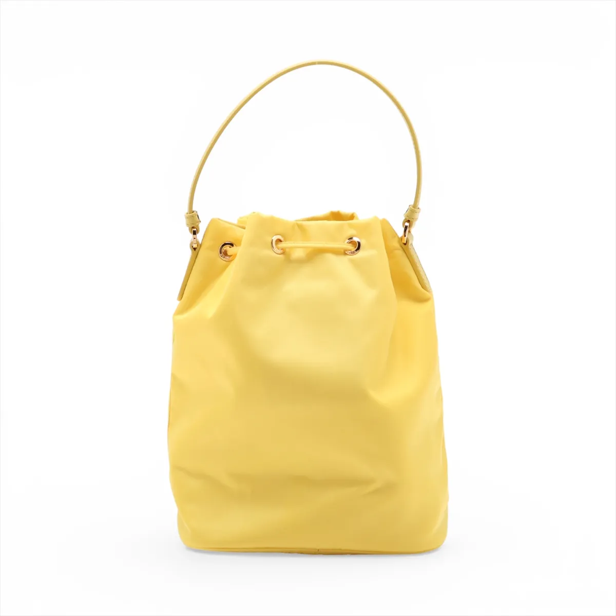 Tessuto Nylon x Leather 2-Way Handbag, Yellow — view 2