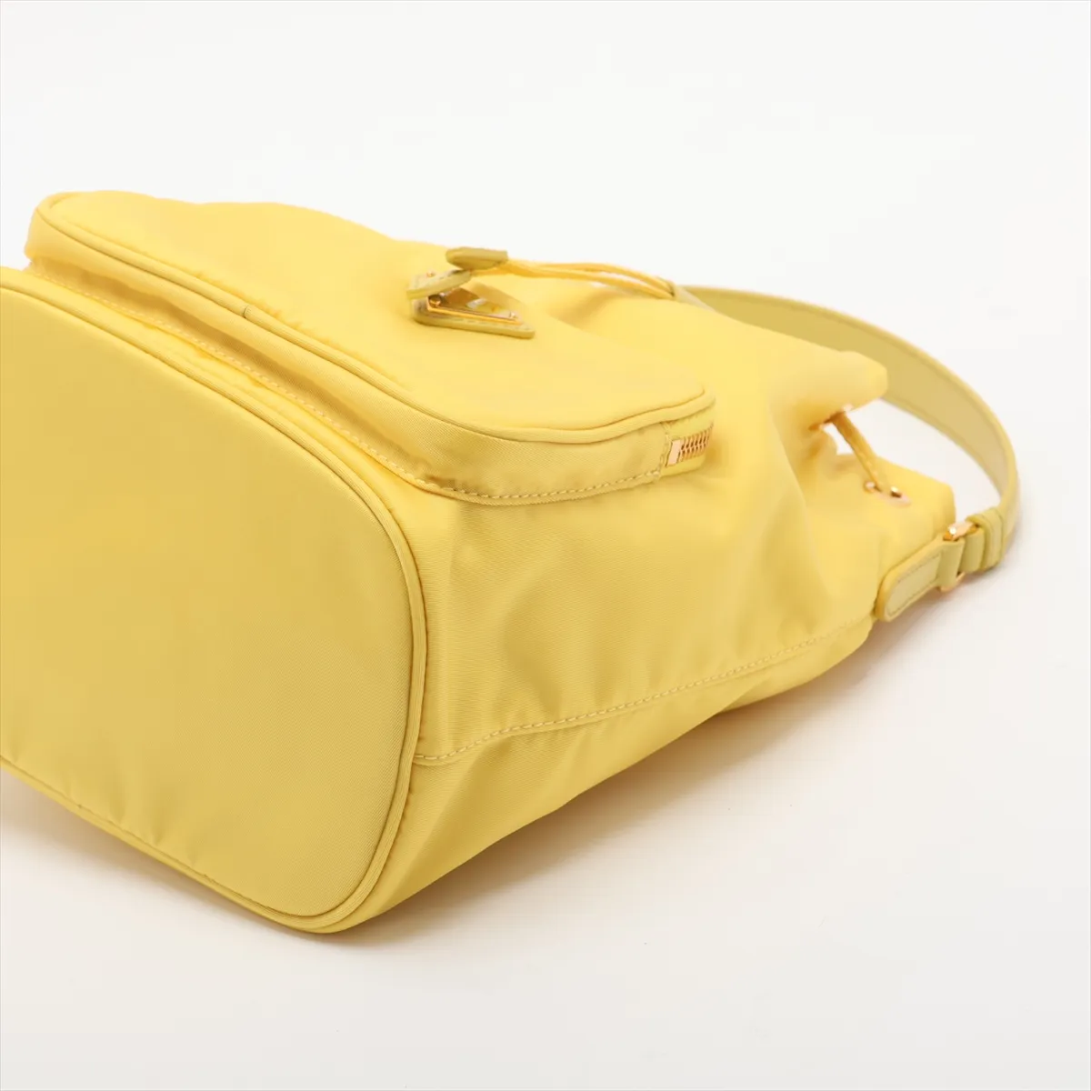 Tessuto Nylon x Leather 2-Way Handbag, Yellow — view 3