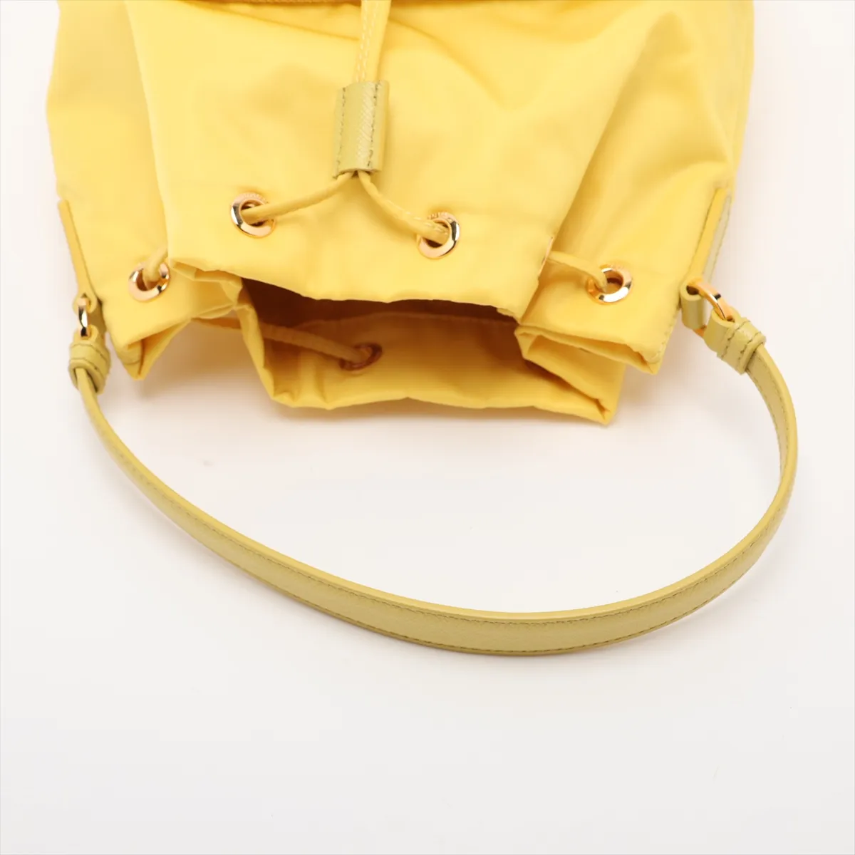 Tessuto Nylon x Leather 2-Way Handbag, Yellow — view 5