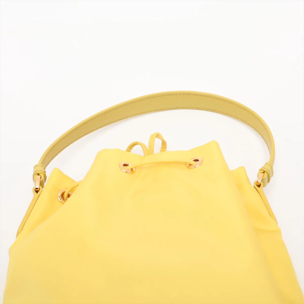 Tessuto Nylon x Leather 2-Way Handbag, Yellow — view 6