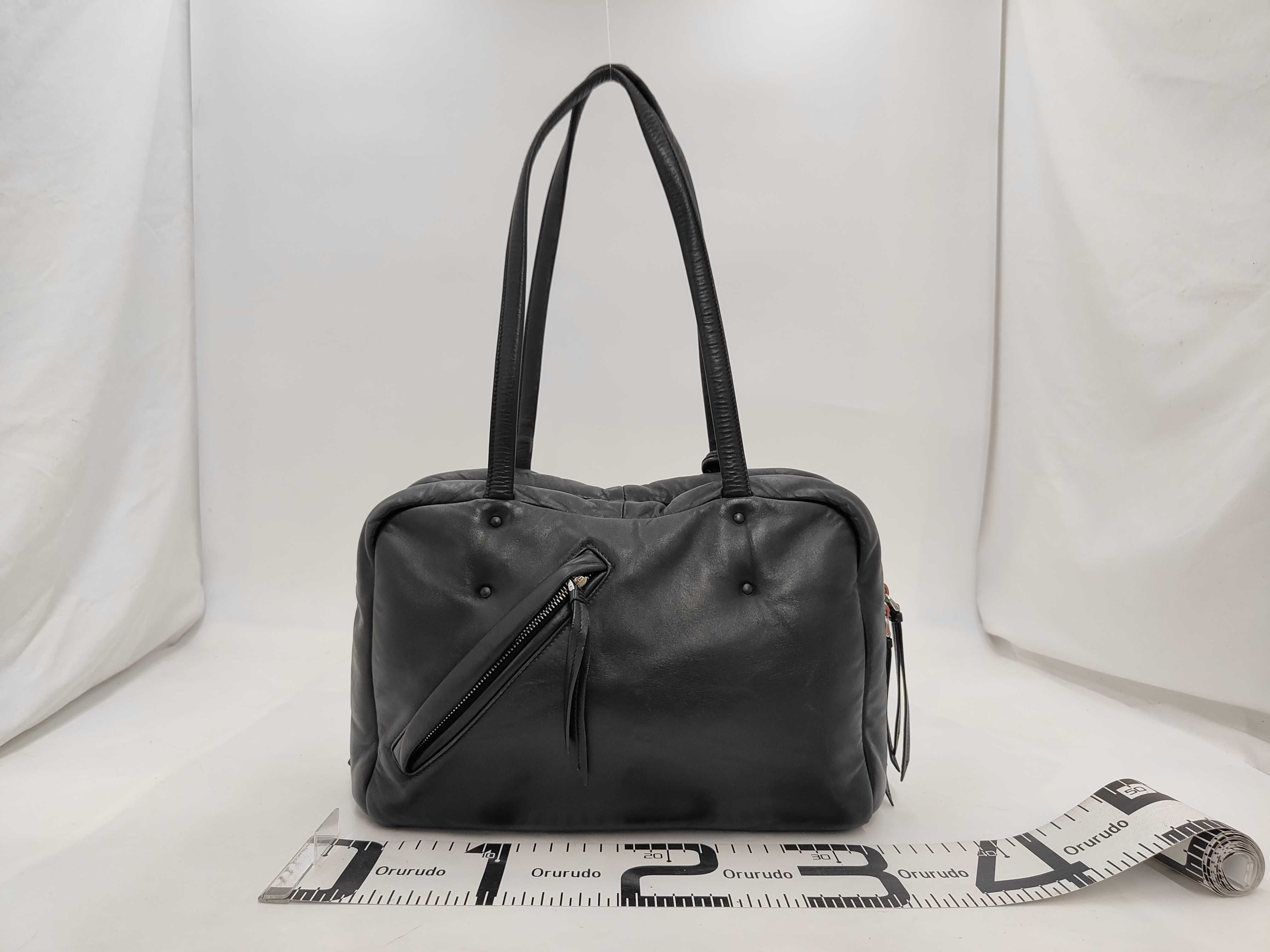 Nappa Leather Boston Handbag, Black Shoulder Bag — view 2