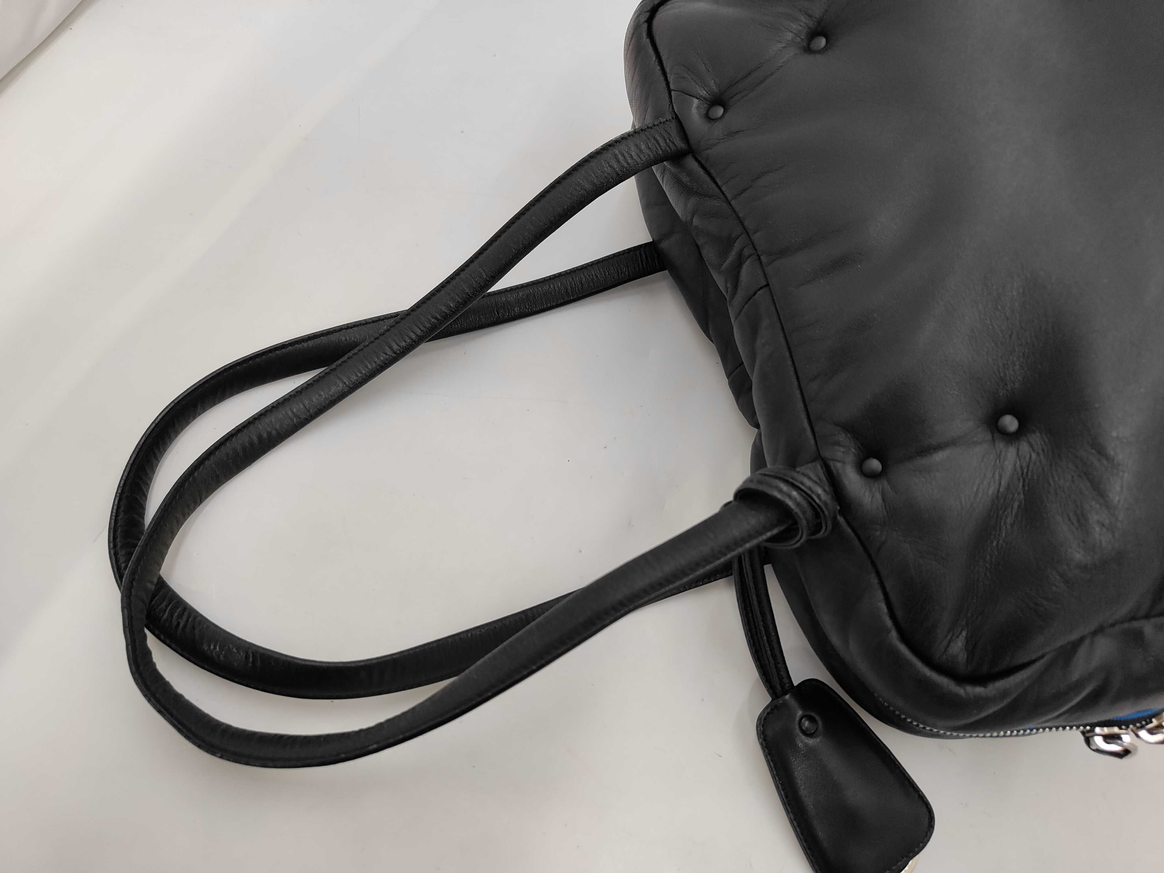 Nappa Leather Boston Handbag, Black Shoulder Bag — view 5
