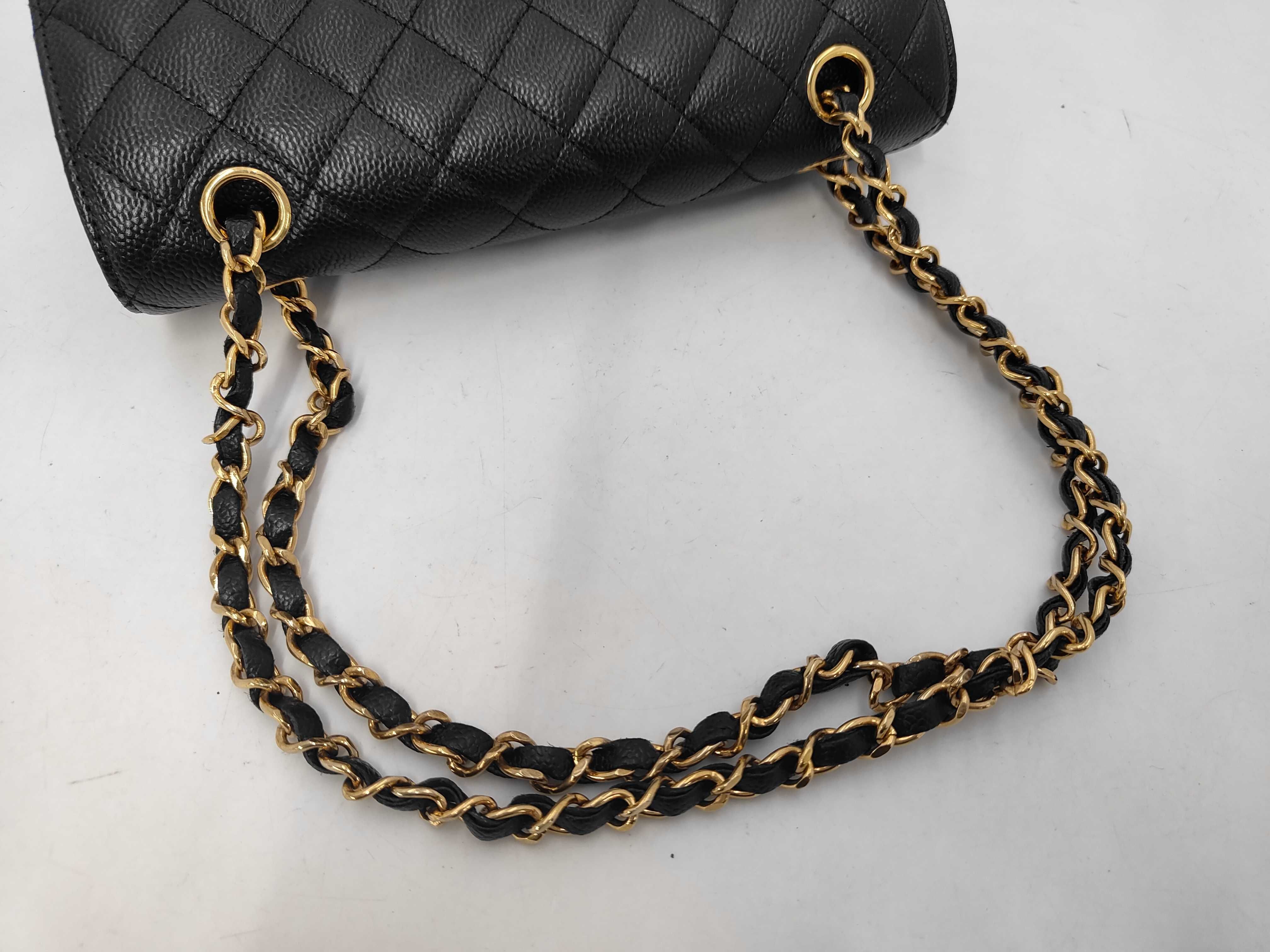 Caviar Skin Double Flap Black Shoulder Bag — view 3