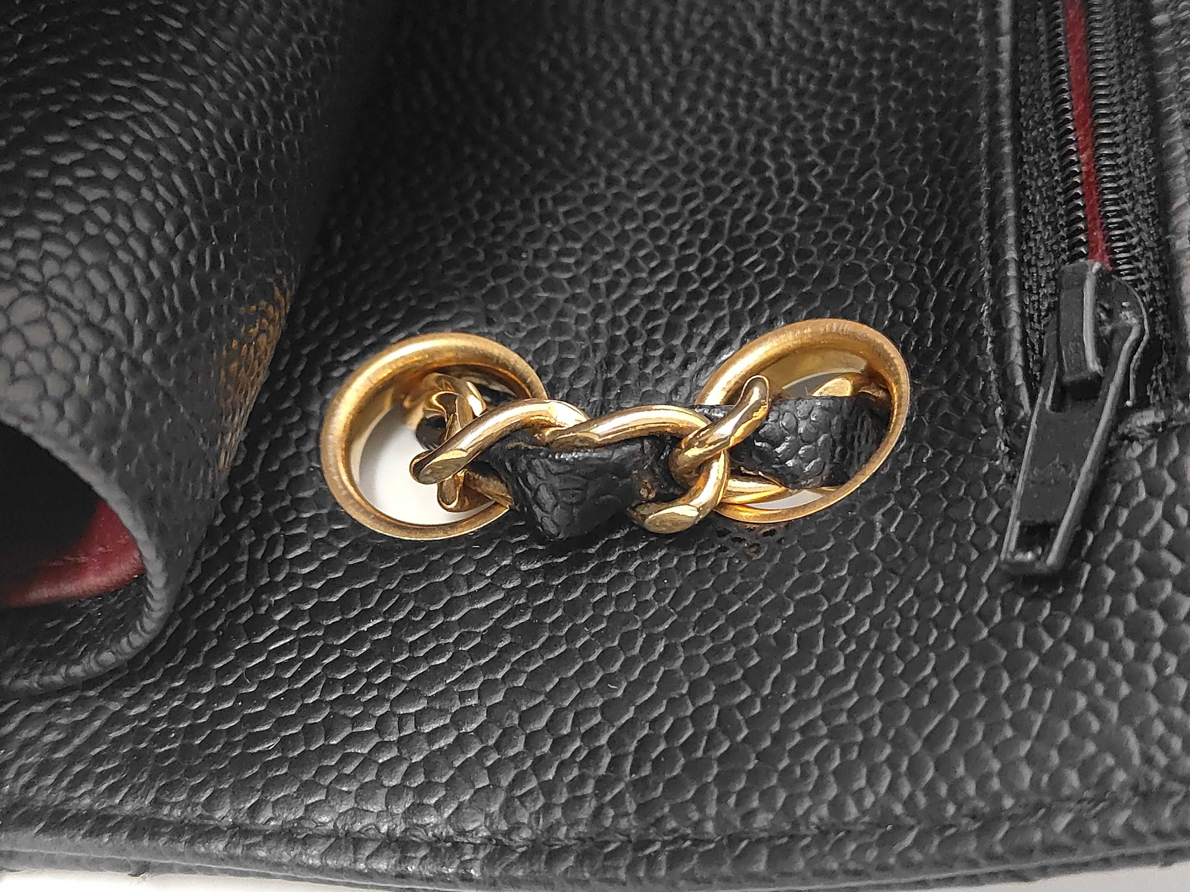 Caviar Skin Double Flap Black Shoulder Bag — view 5
