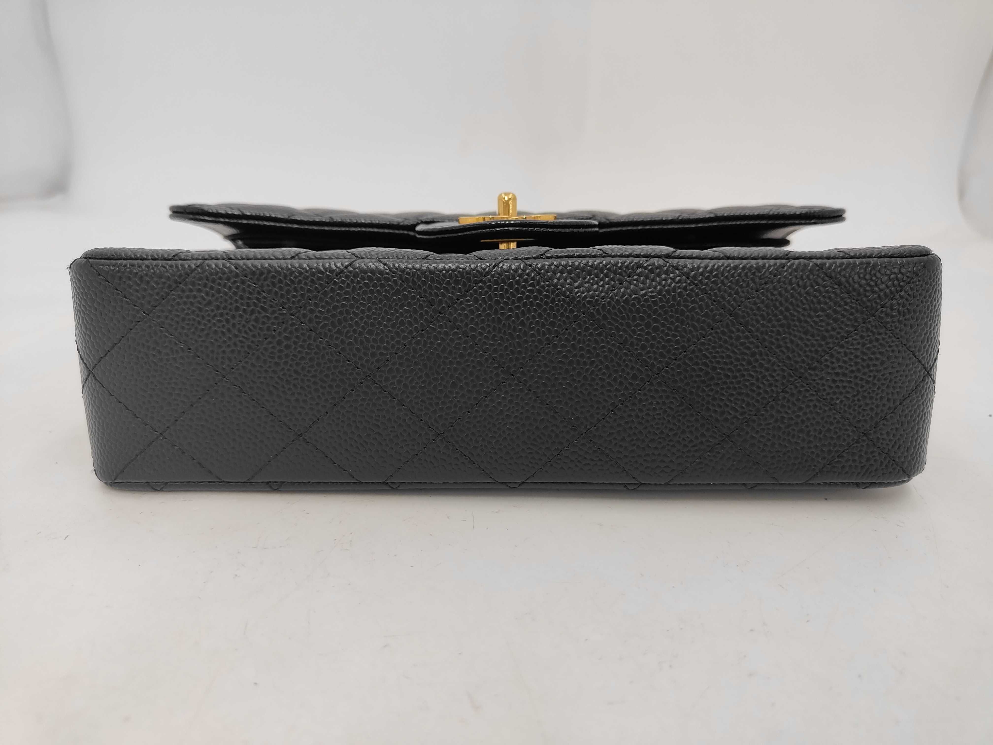 Caviar Skin Double Flap Black Shoulder Bag — view 6