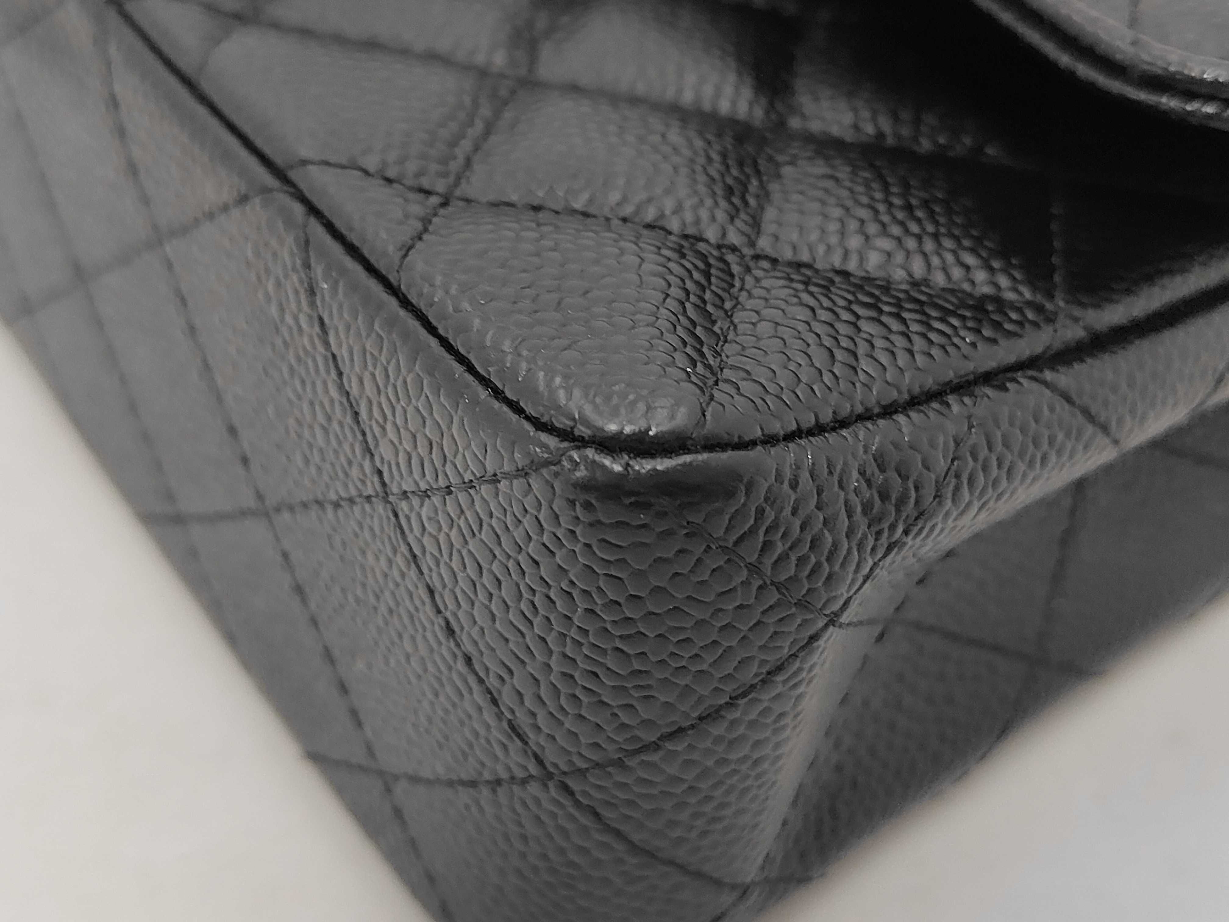 Caviar Skin Double Flap Black Shoulder Bag — view 7