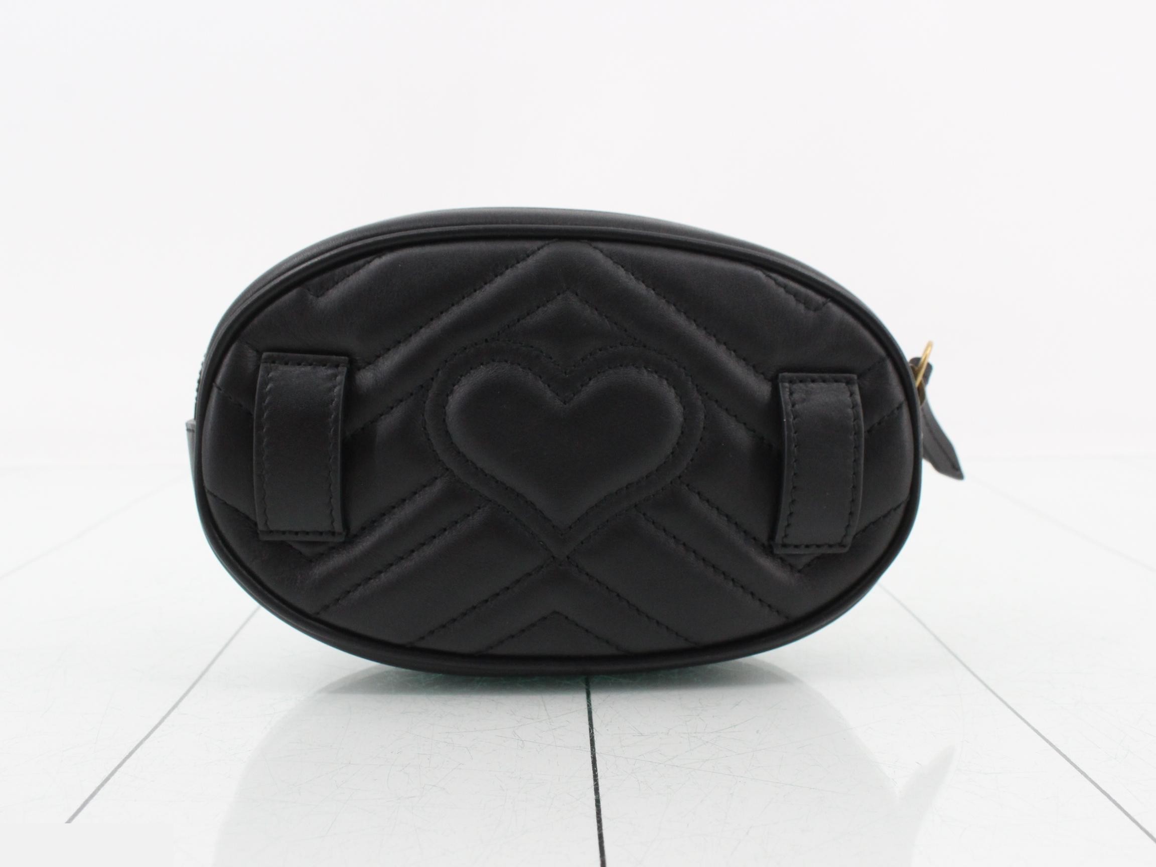 Marmont Leather Black Chain Shoulder Bag — view 2