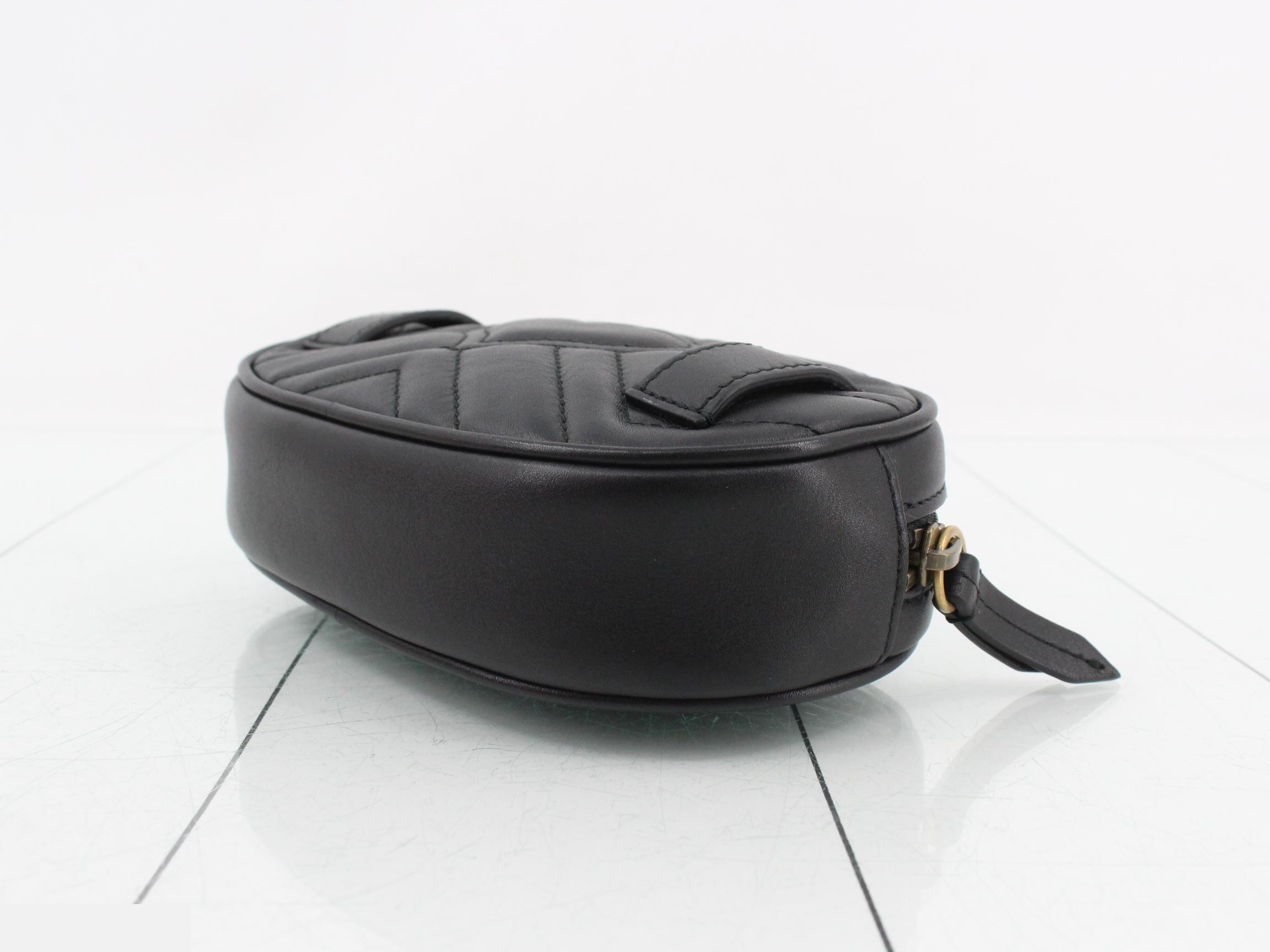 Marmont Leather Black Chain Shoulder Bag — view 6