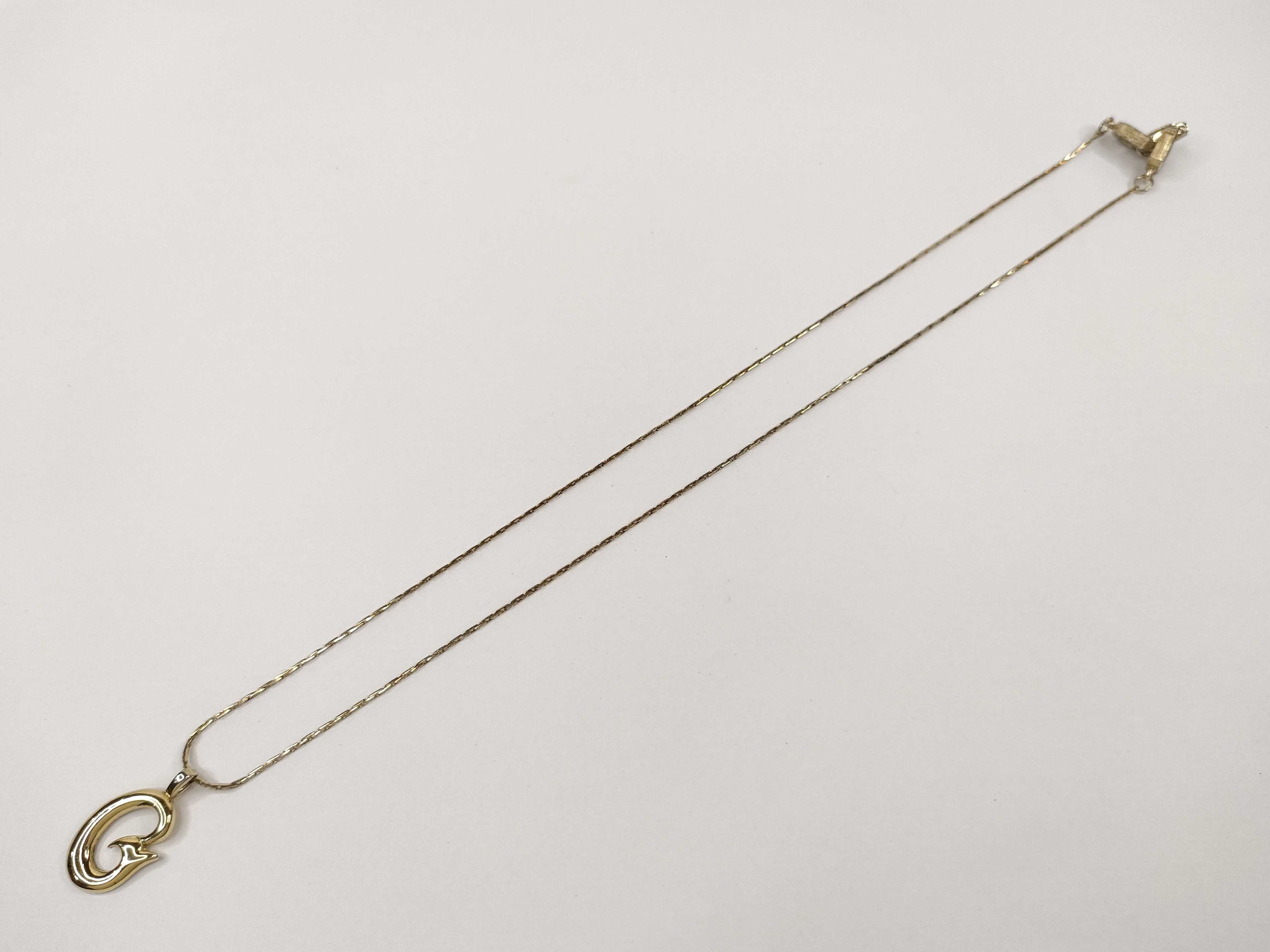 G Logo Gold Tone Pendant Necklace — view 9