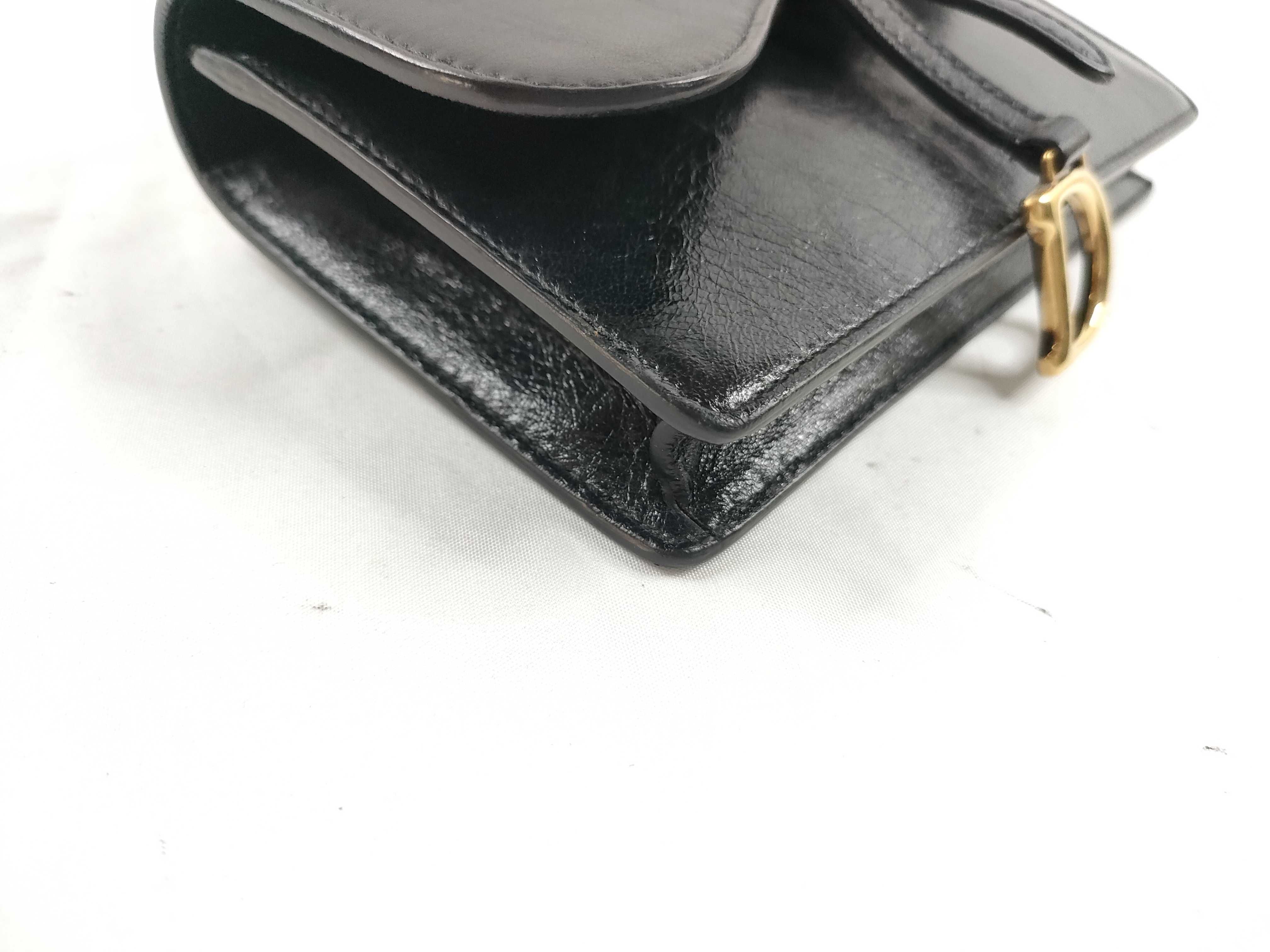 DU-Christian Saddle Leather Waist Bag Black — view 3