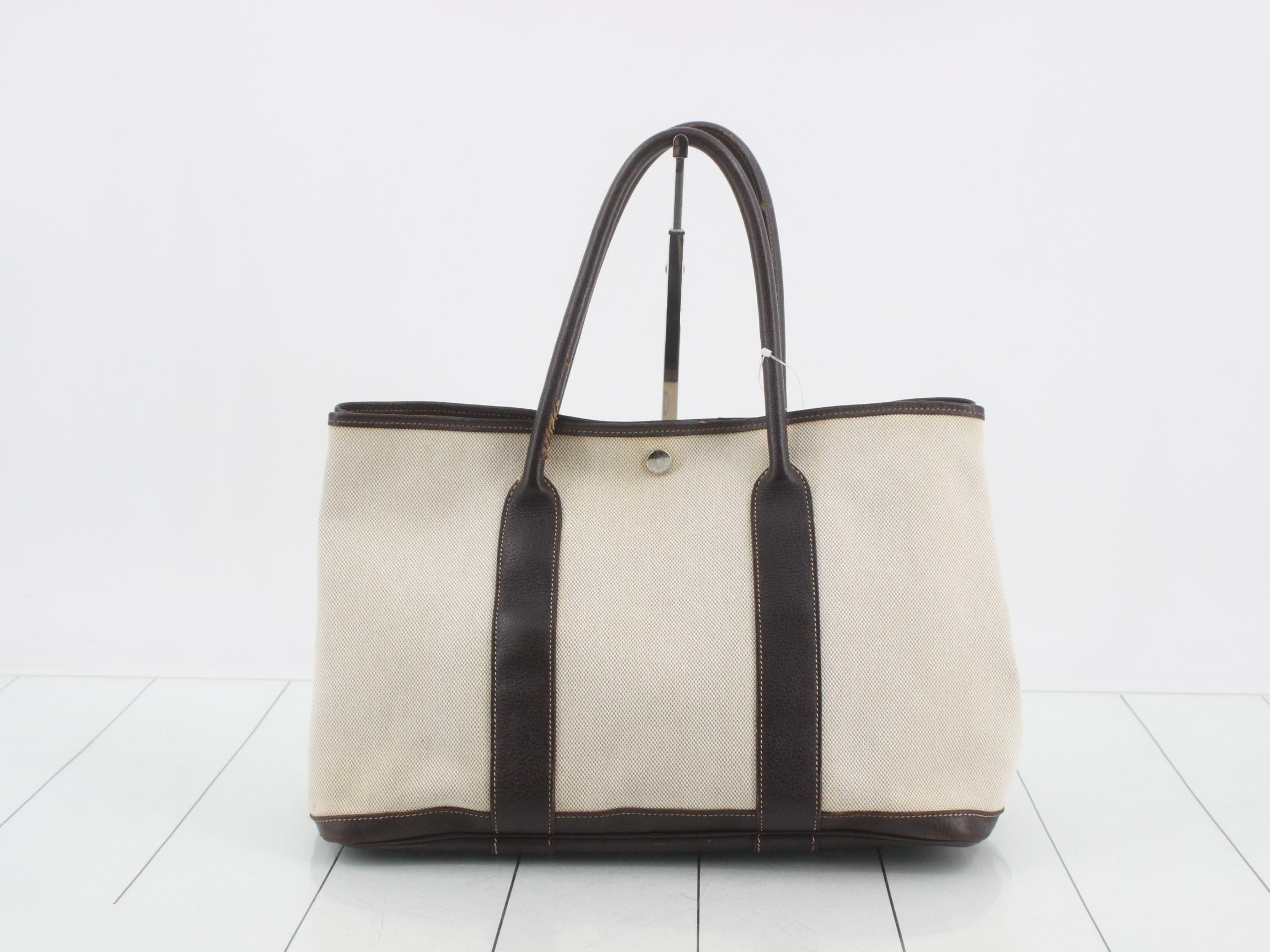 Garden Party PM Tote Bag, PVC, Beige/Brown, J Stamp — view 2