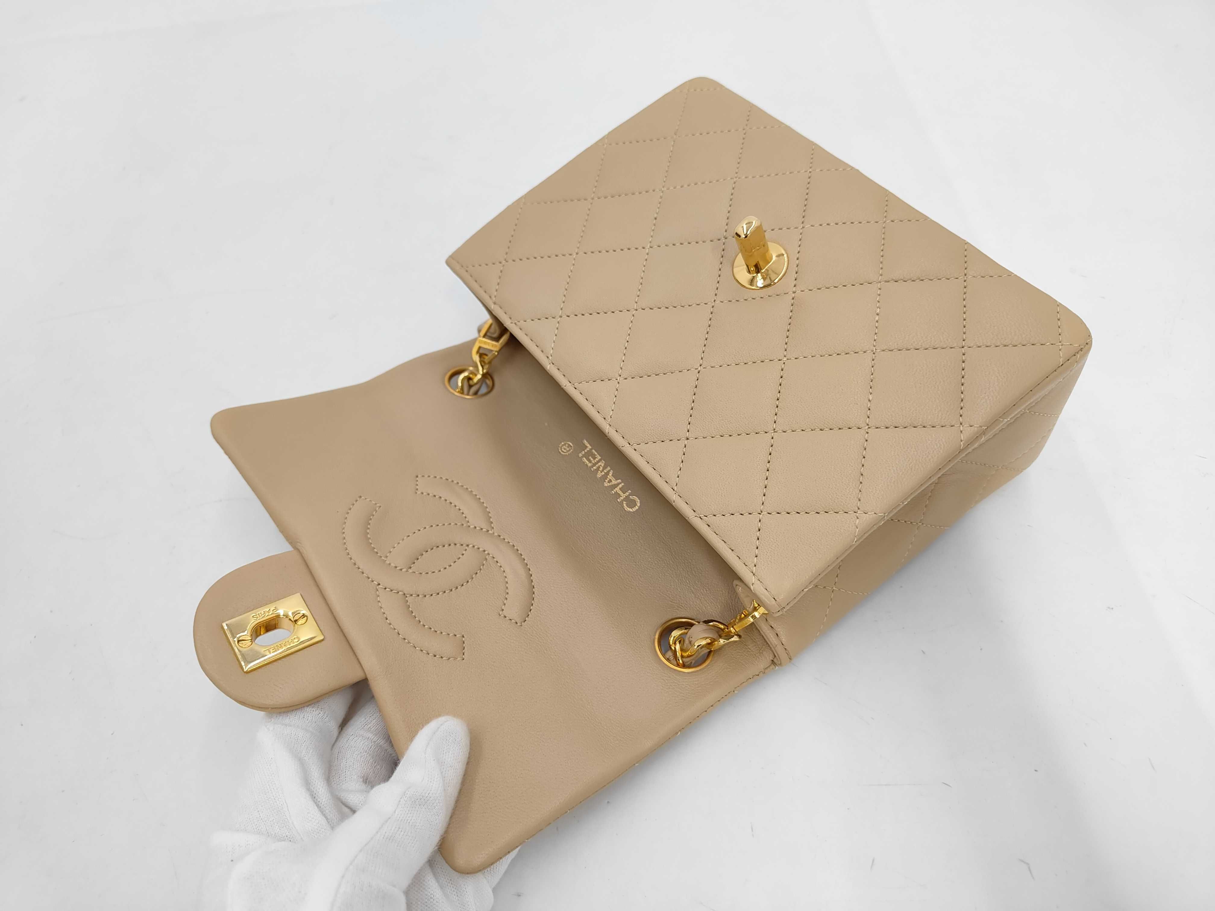 Lambskin Mini Matelassé 17 Beige Shoulder Bag — view 8