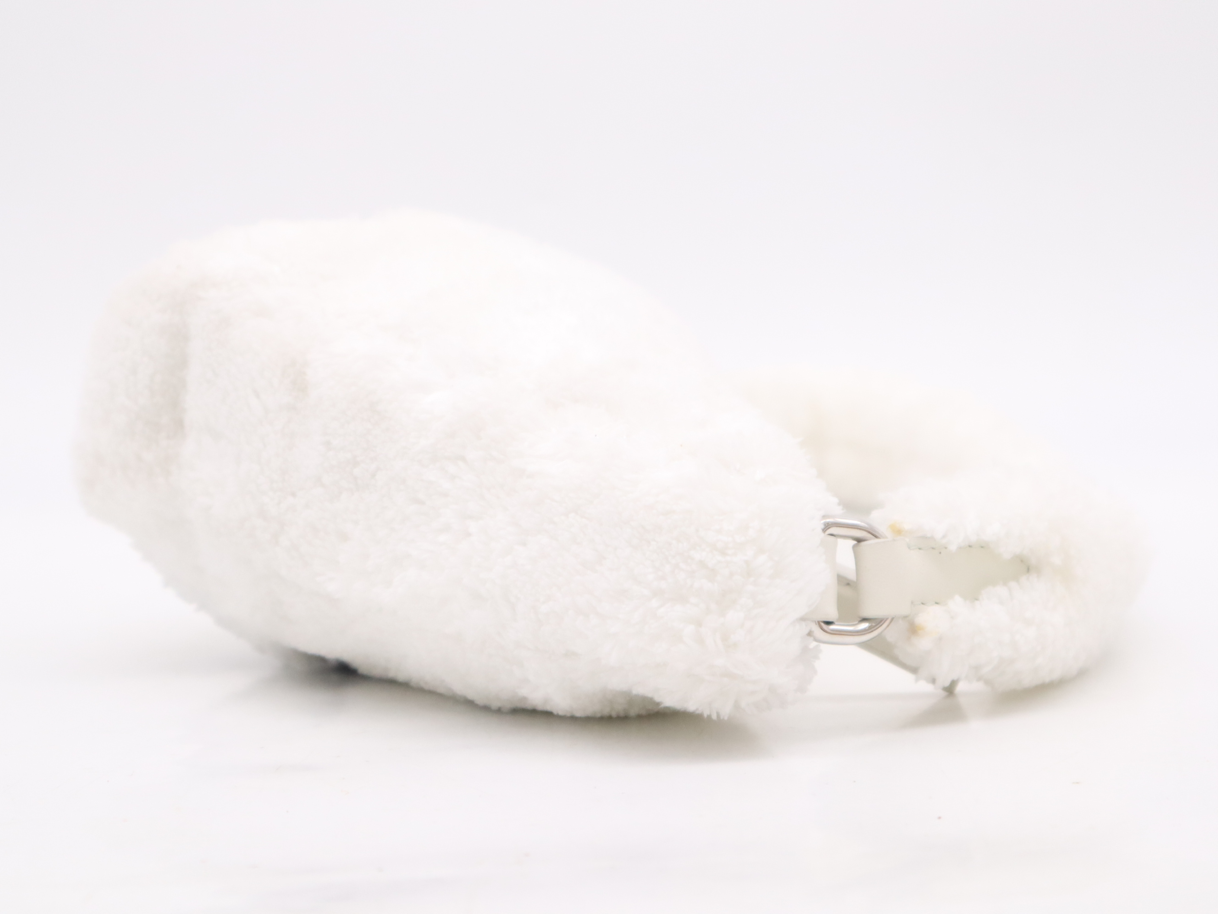 Pile Terry Cloth Triangle Handbag White SV Hardware Handbag — view 5