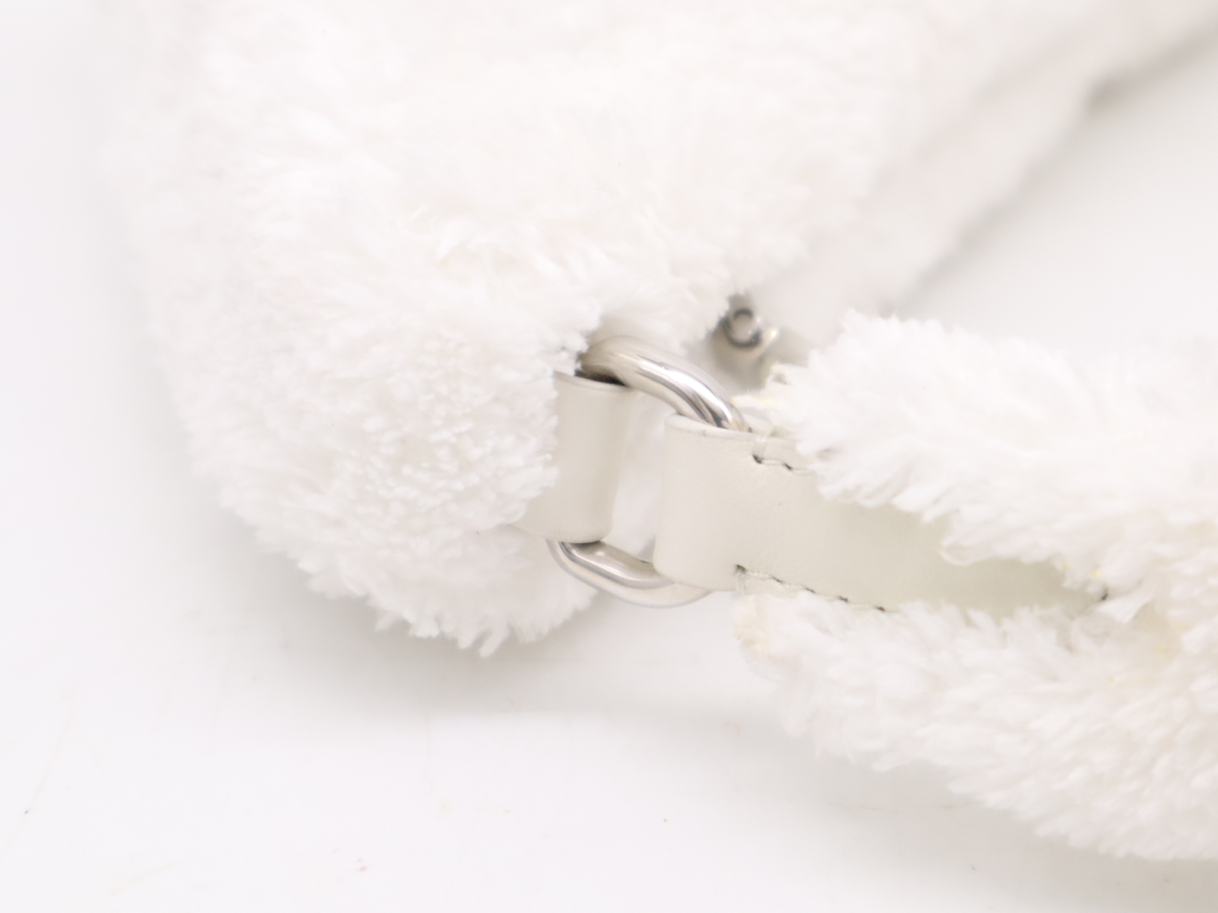 Pile Terry Cloth Triangle Handbag White SV Hardware Handbag — view 7