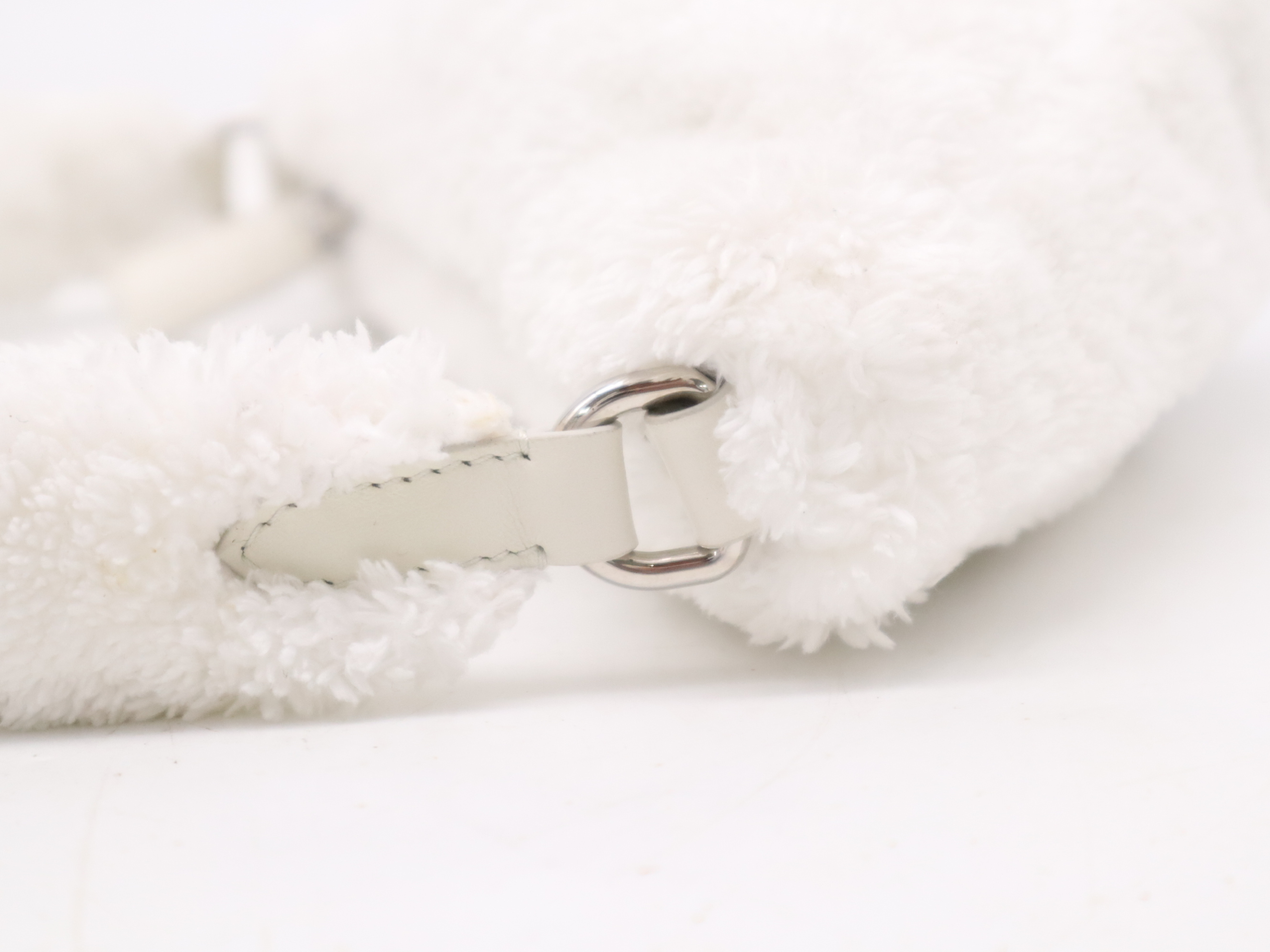 Pile Terry Cloth Triangle Handbag White SV Hardware Handbag — view 8