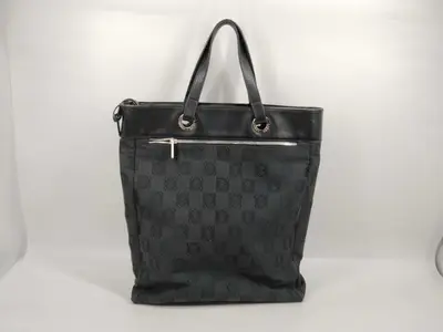 Anagram Tote Bag, Black Canvas x Tote Bag