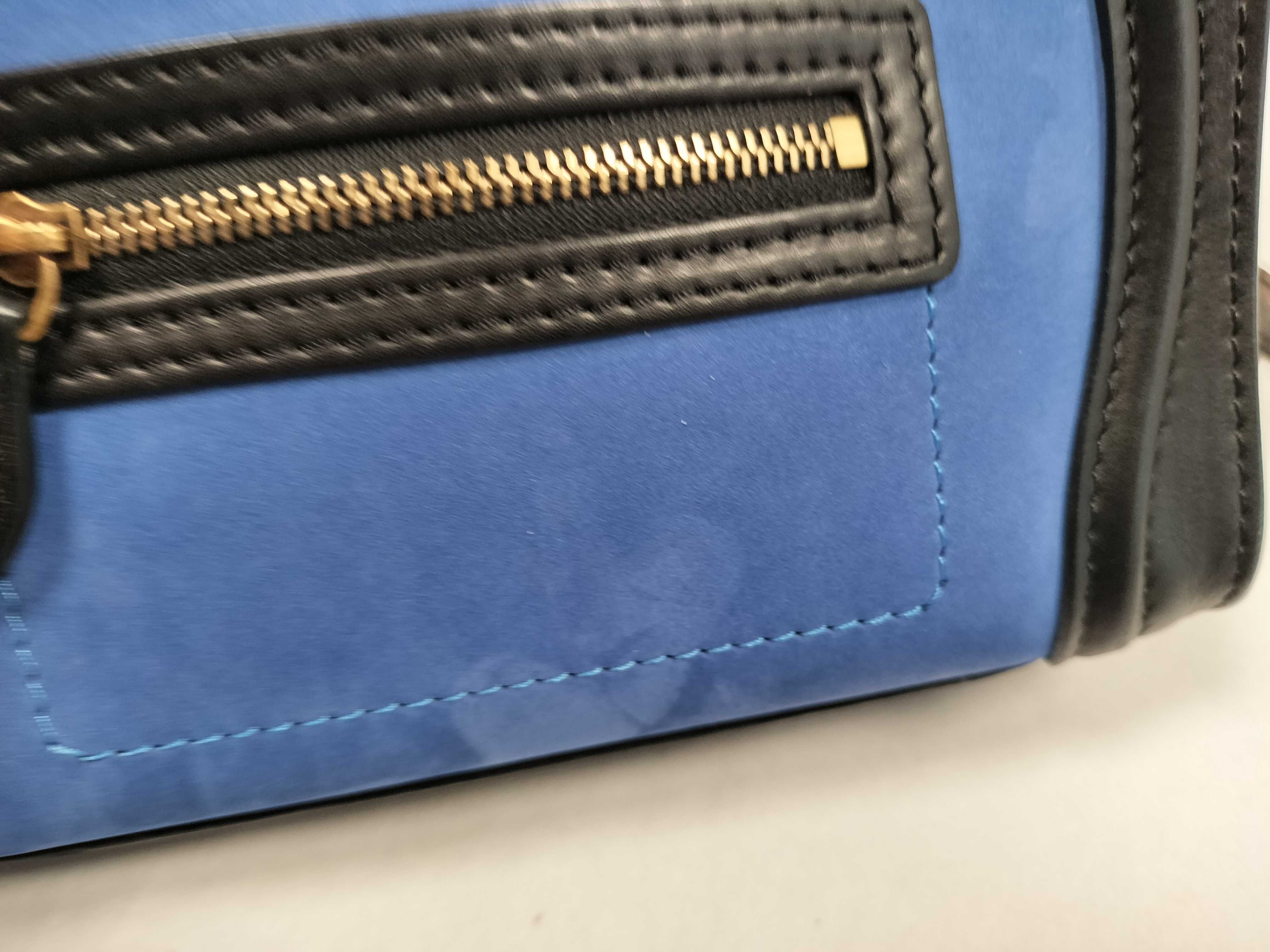 Nano Luggage 2-Way Shoulder Bag in Black, Blue, and Brown Suede — view 15