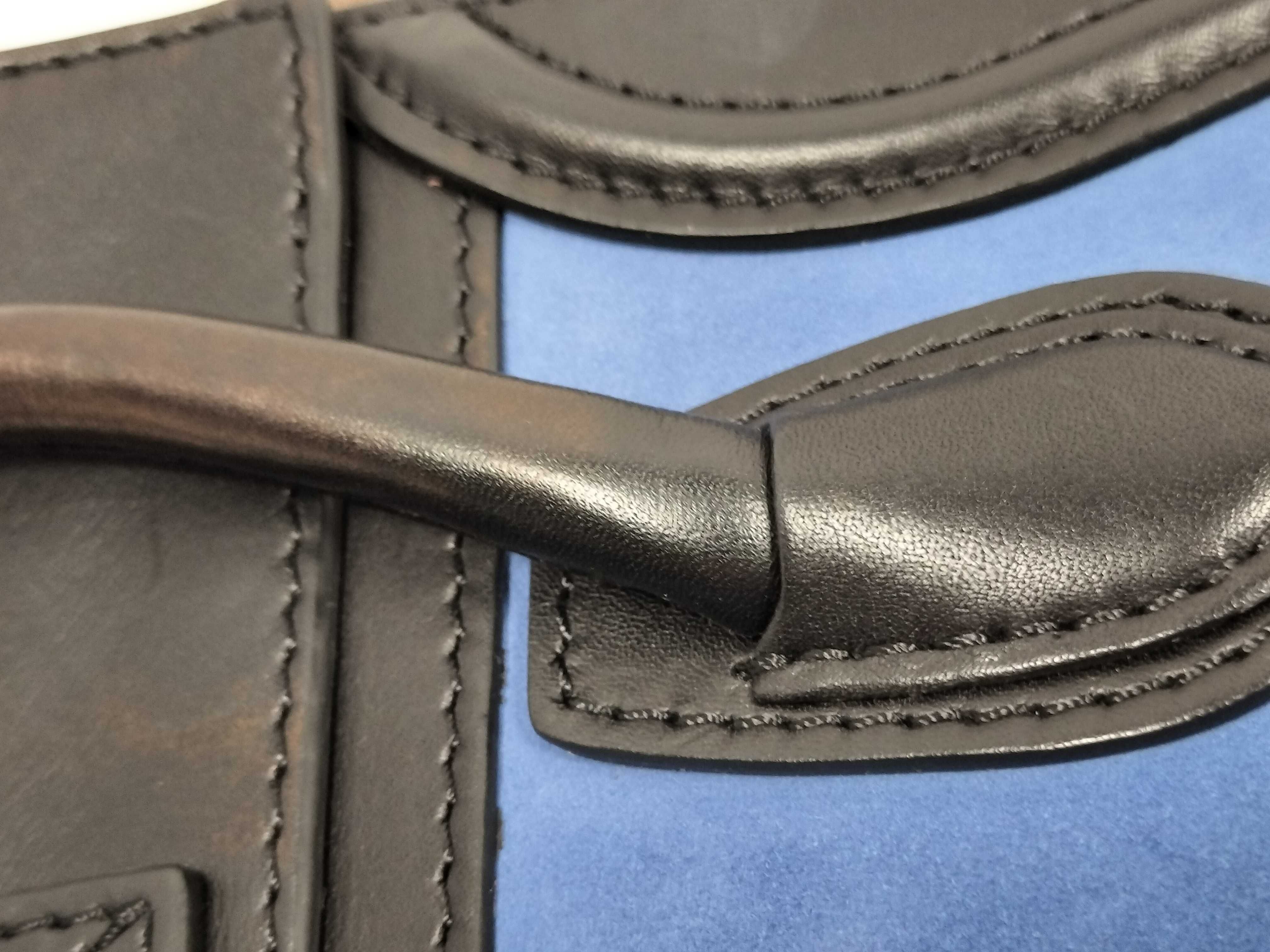 Nano Luggage 2-Way Shoulder Bag in Black, Blue, and Brown Suede — view 5