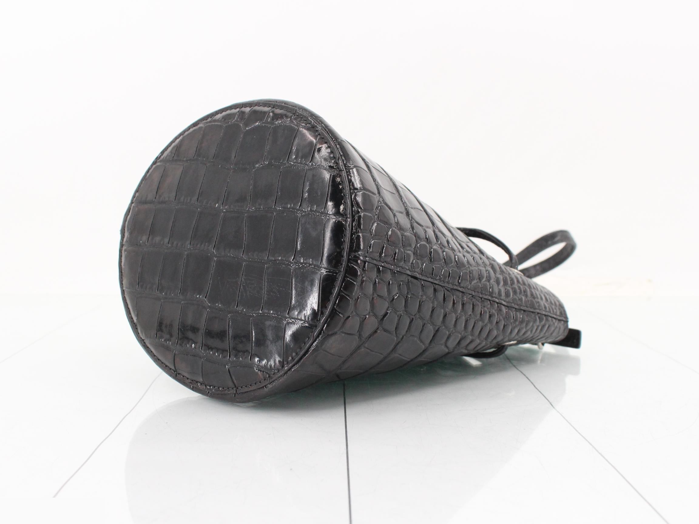 Other lines: 2-way bag with long strap, crocodile pattern, black. — view 6