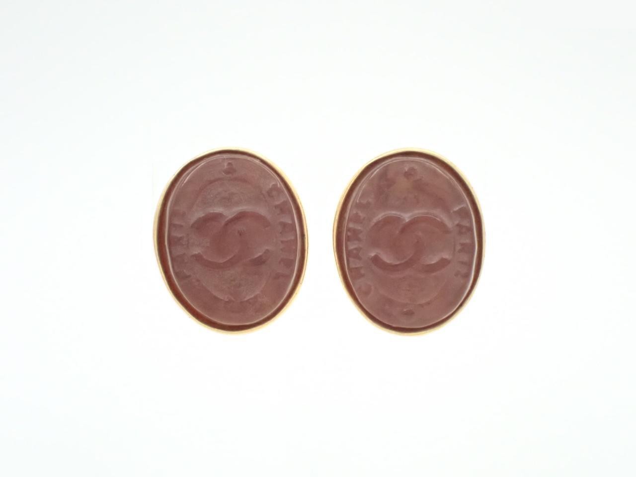 Oval Coco Mark Brown x Gold Earrings