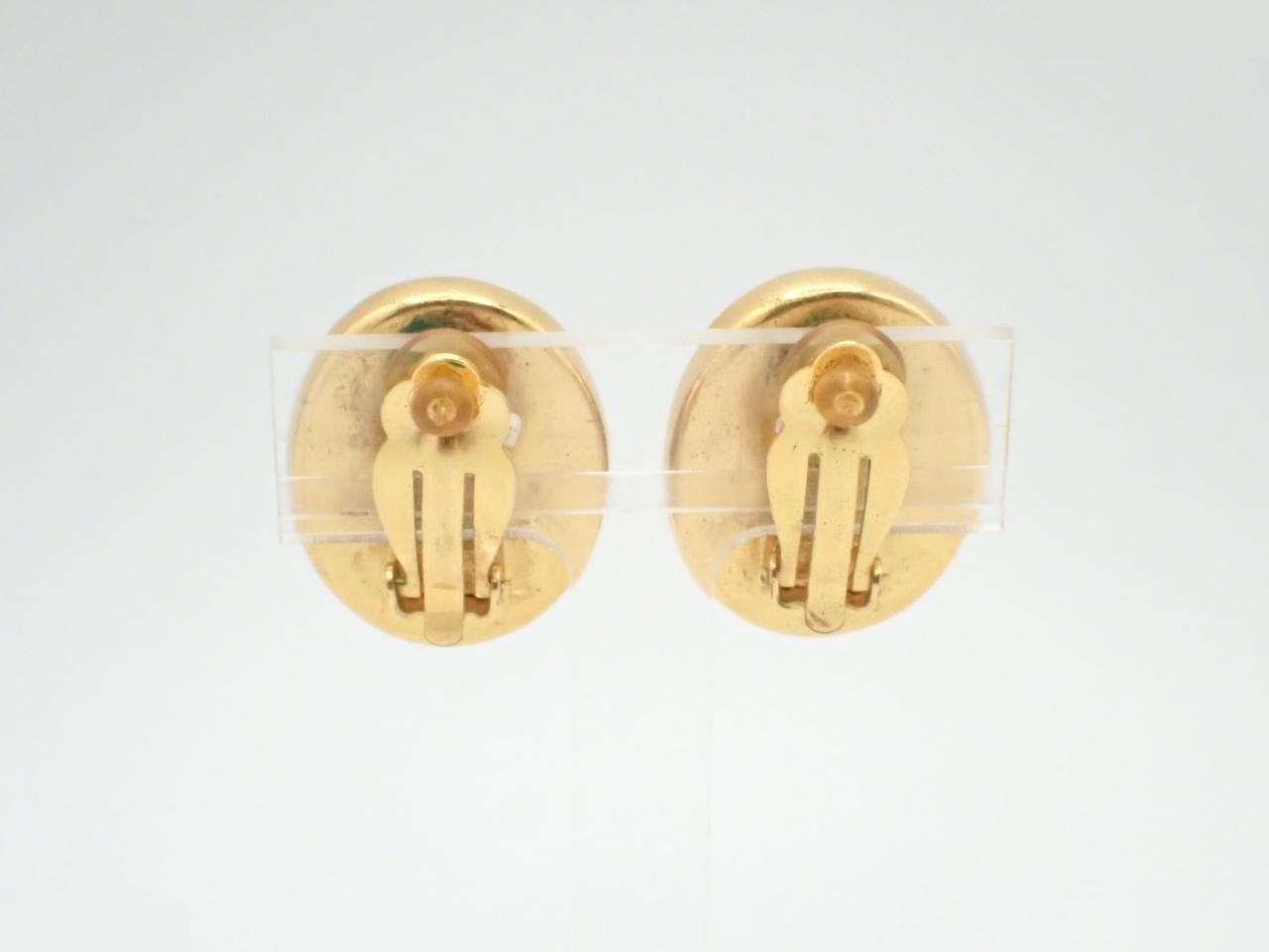 Oval Coco Mark Brown x Gold Earrings — view 2