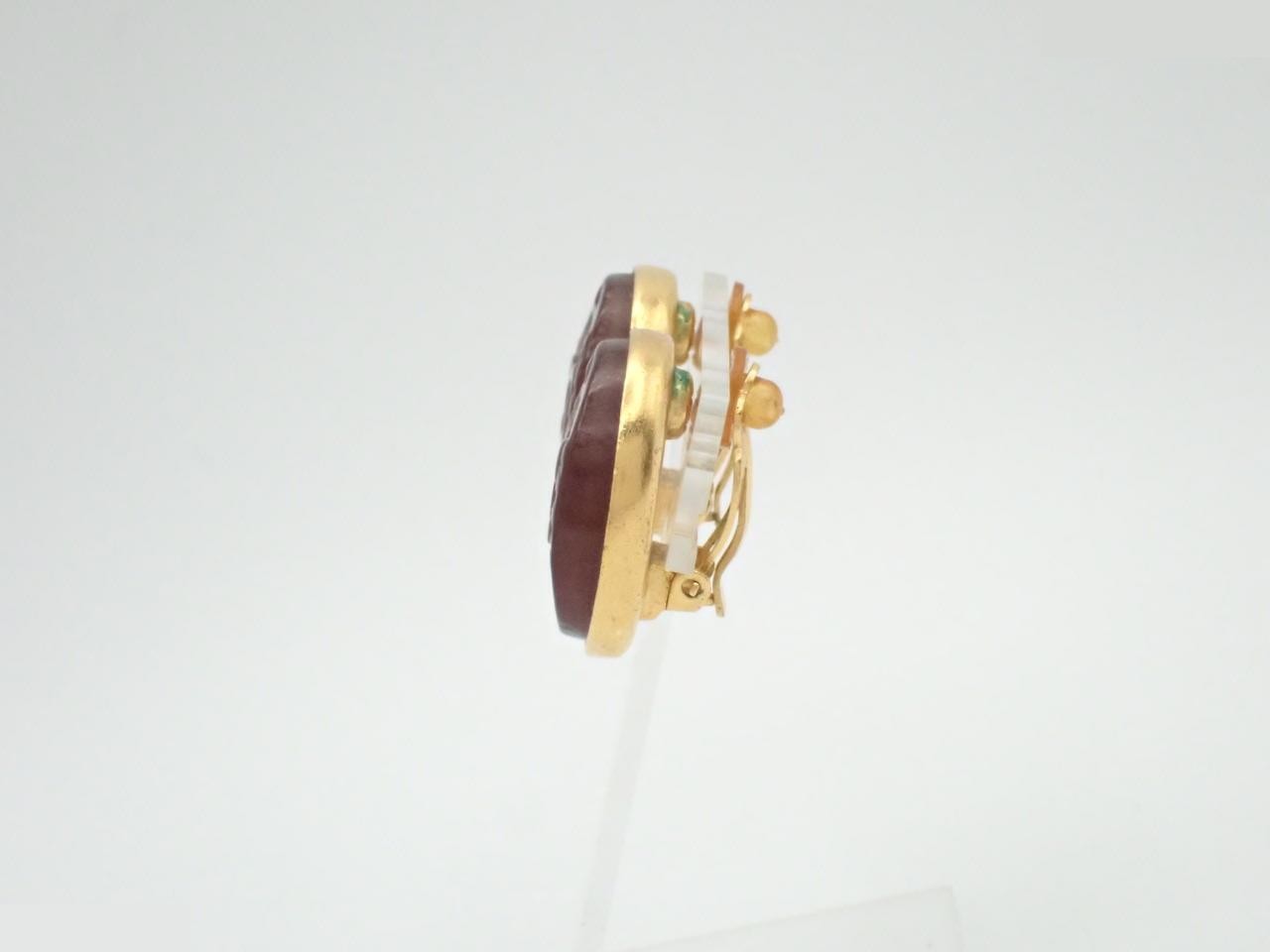 Oval Coco Mark Brown x Gold Earrings — view 3