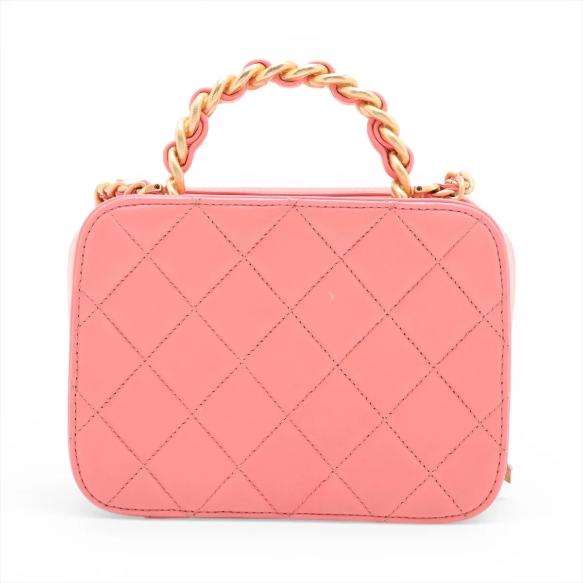 Matelassé Lambskin 2-Way Handbag Vanity Case Pink Gold Hardware PEK65T9C Random Plate AS3318 — view 2
