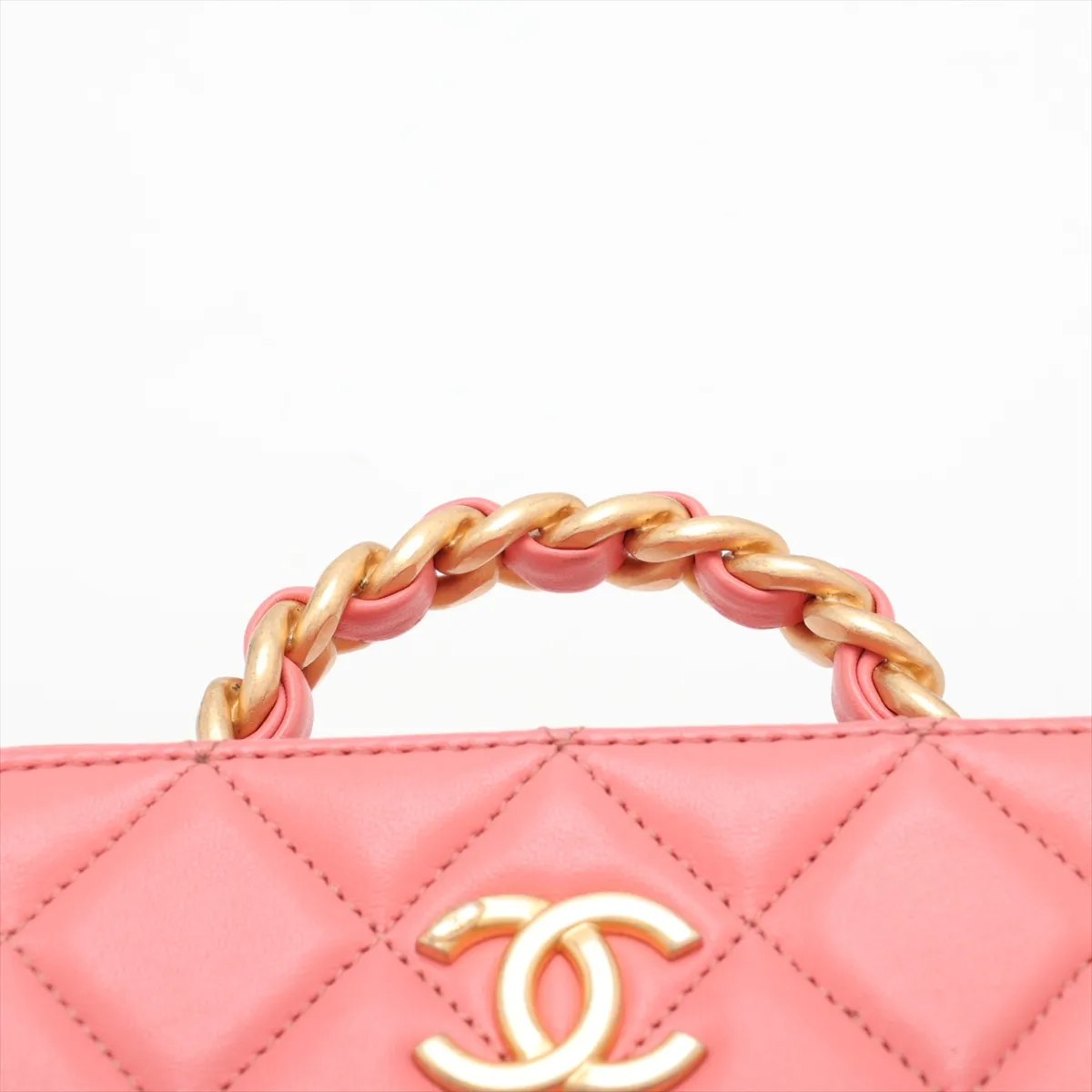 Matelassé Lambskin 2-Way Handbag Vanity Case Pink Gold Hardware PEK65T9C Random Plate AS3318 — view 6