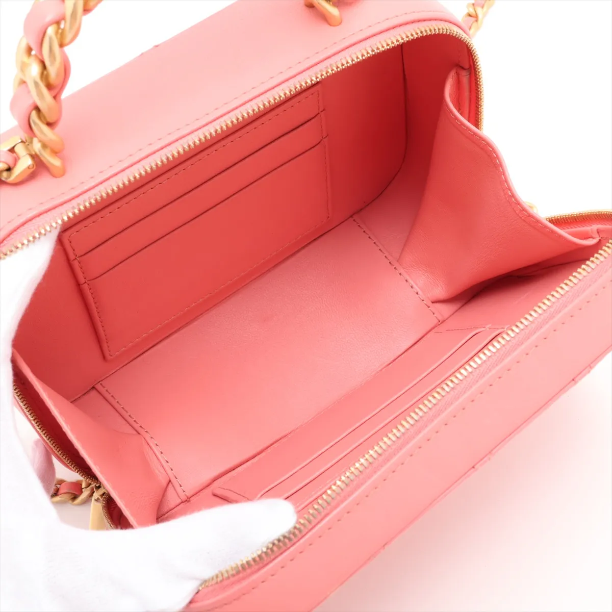 Matelassé Lambskin 2-Way Handbag Vanity Case Pink Gold Hardware PEK65T9C Random Plate AS3318 — view 8