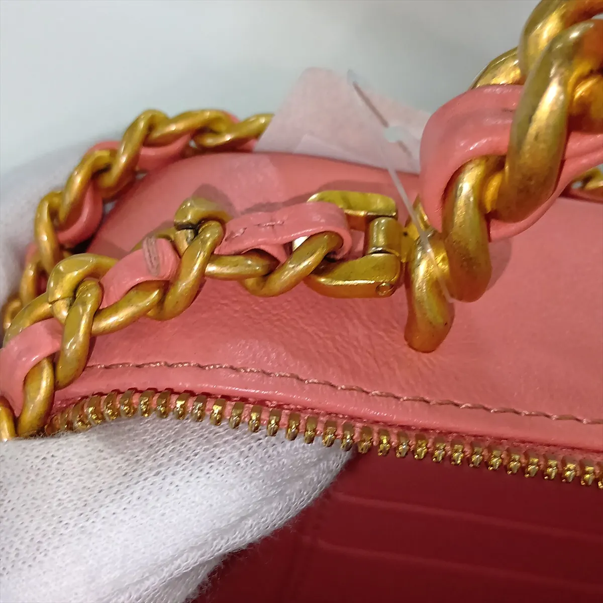 Matelassé Lambskin 2-Way Handbag Vanity Case Pink Gold Hardware PEK65T9C Random Plate AS3318 — view 10