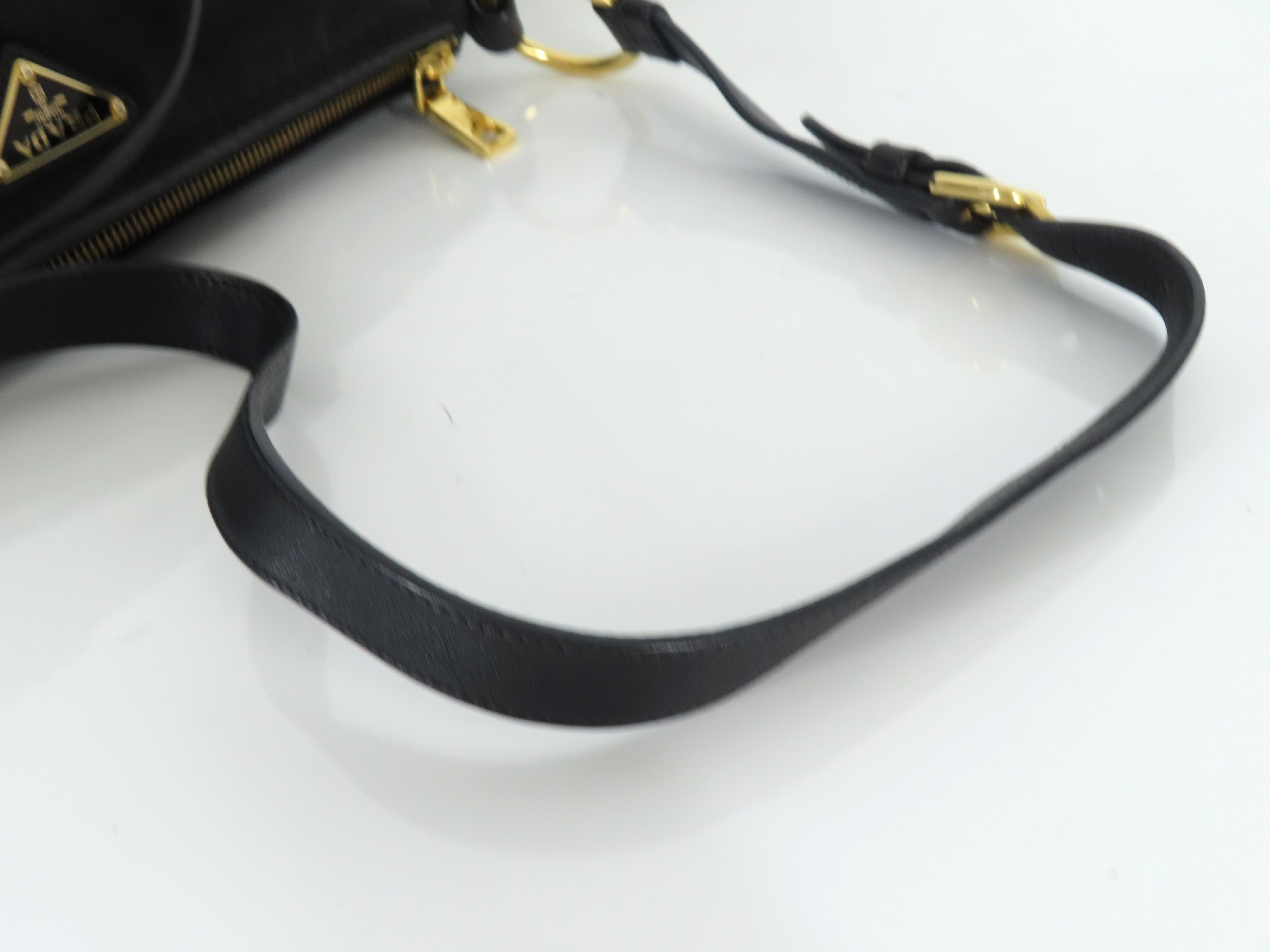 Tessuto Shoulder Bag, Black with Gold Hardware — view 3