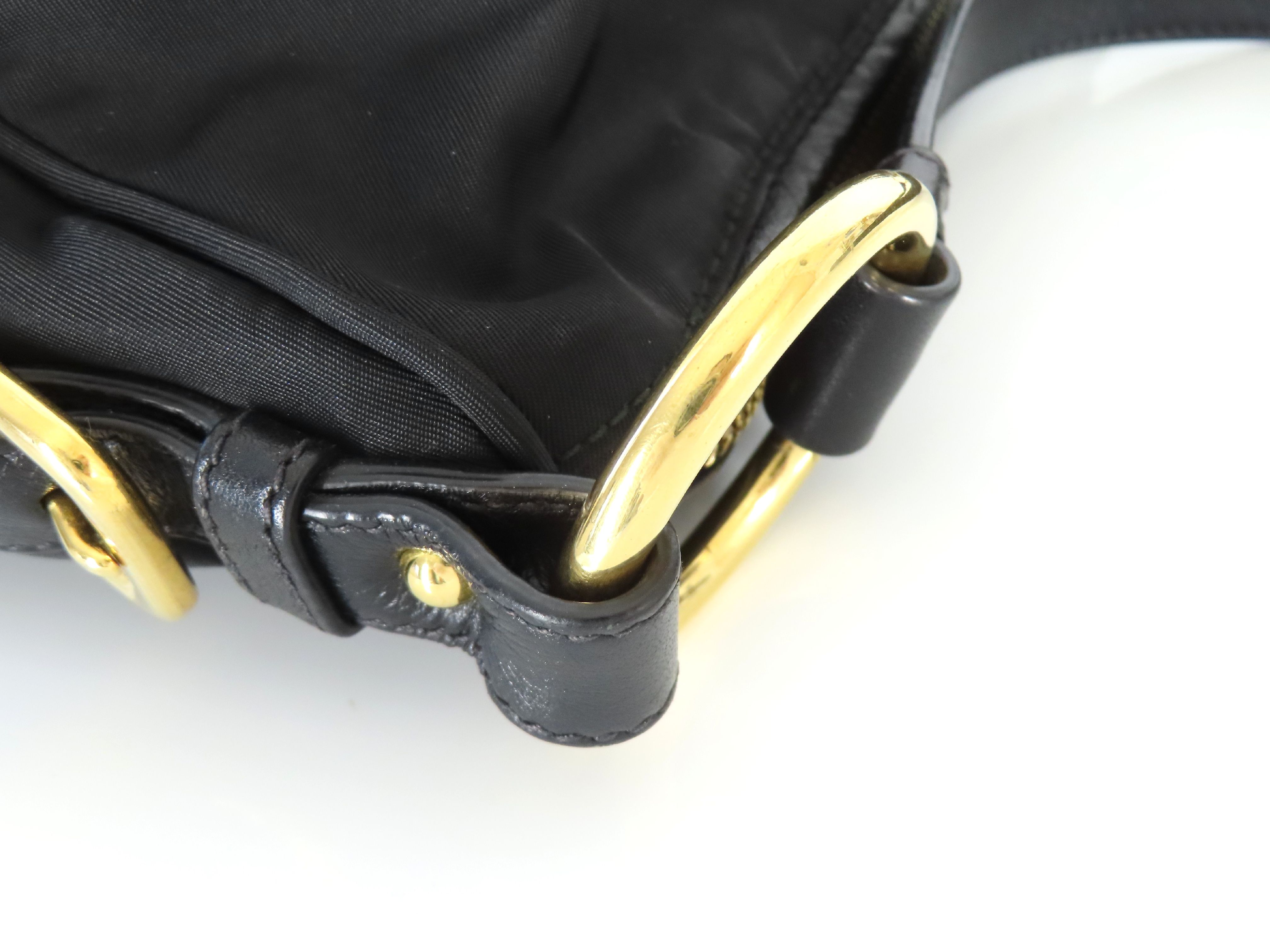 Tessuto Shoulder Bag, Black with Gold Hardware — view 5