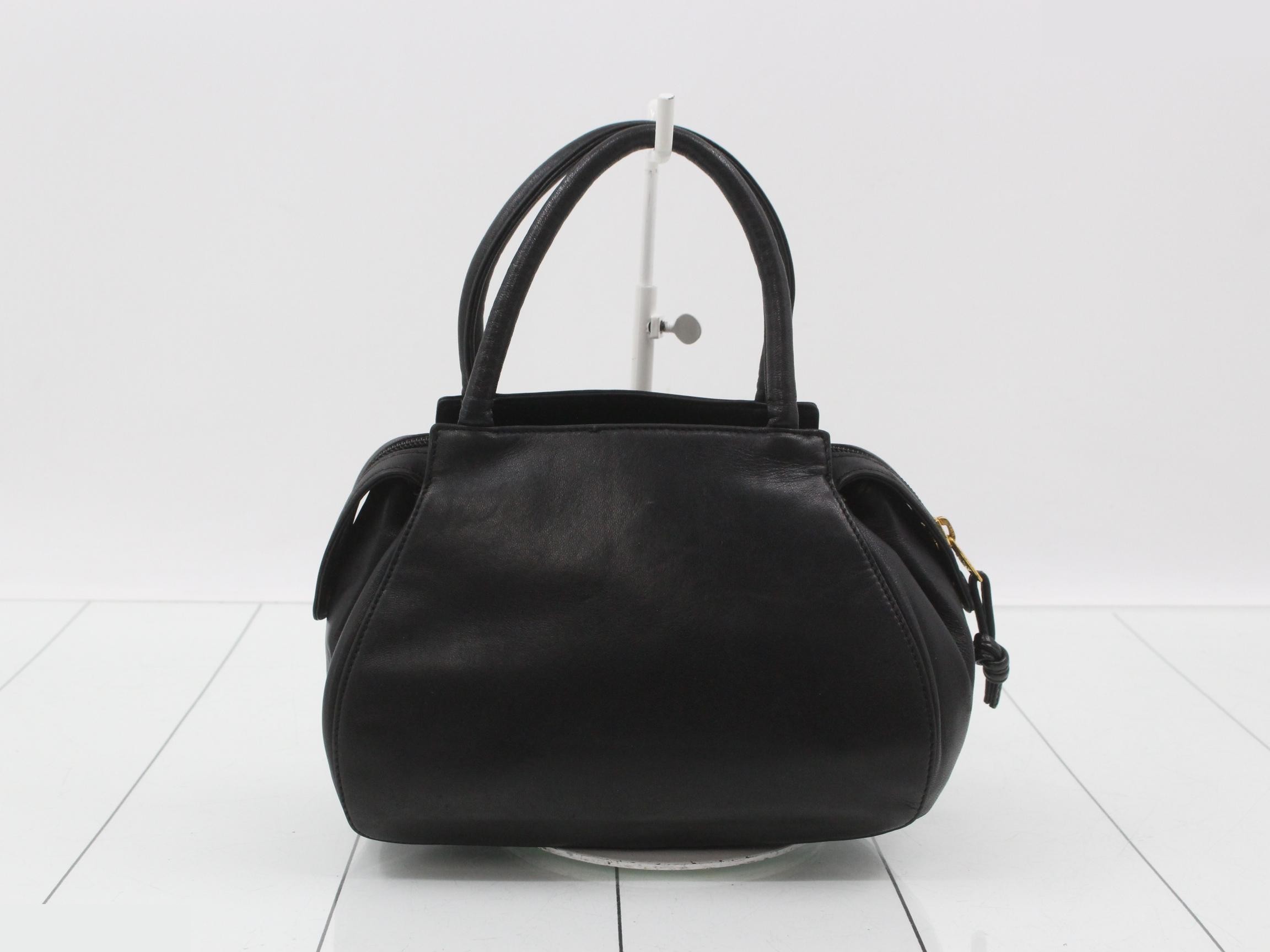 Top-handle mini bag, black leather — view 2