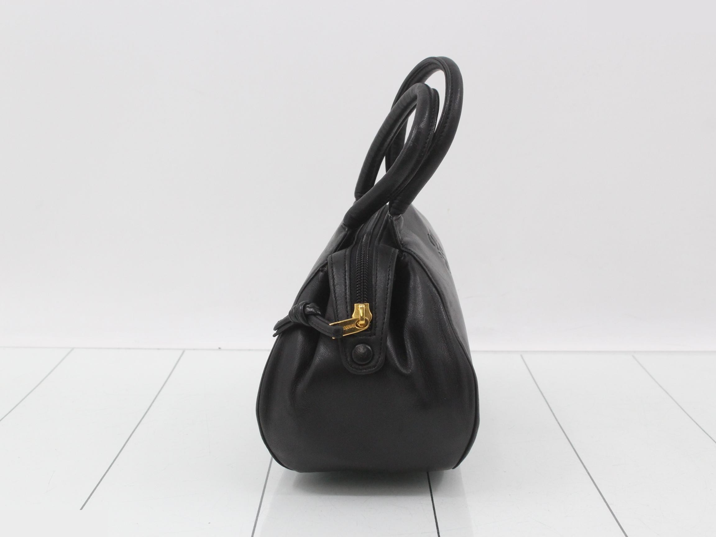 Top-handle mini bag, black leather — view 4