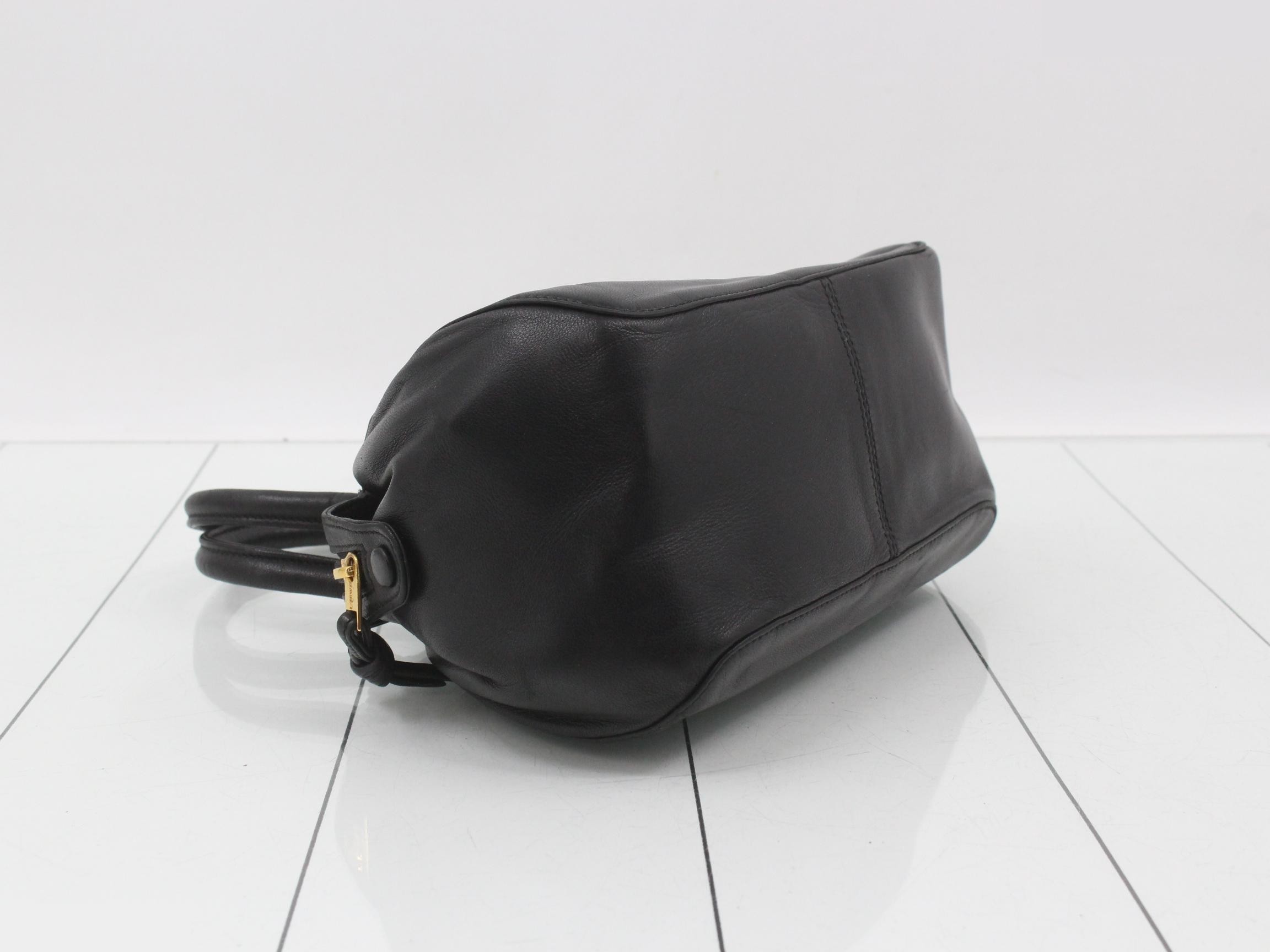 Top-handle mini bag, black leather — view 5