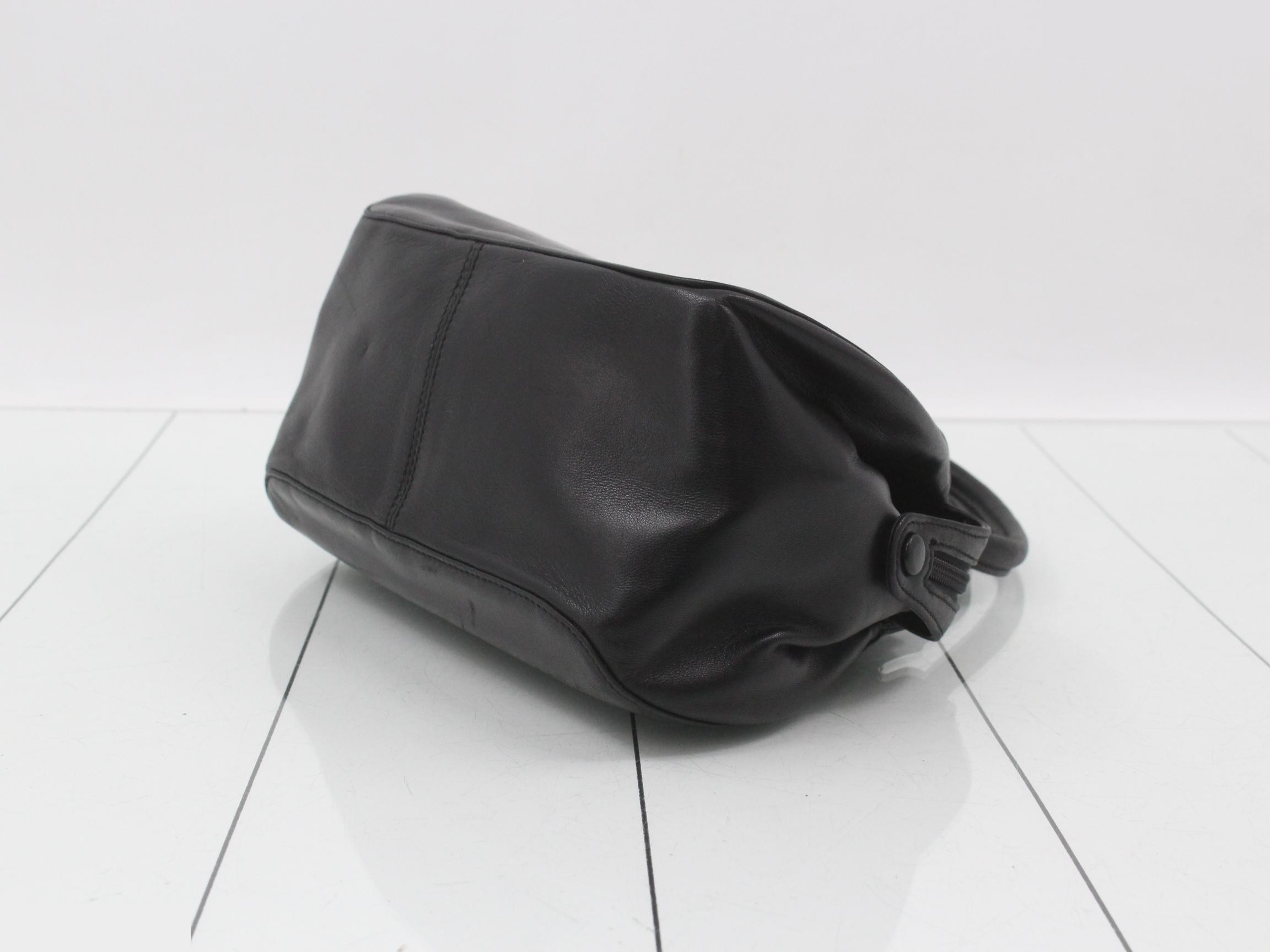 Top-handle mini bag, black leather — view 6