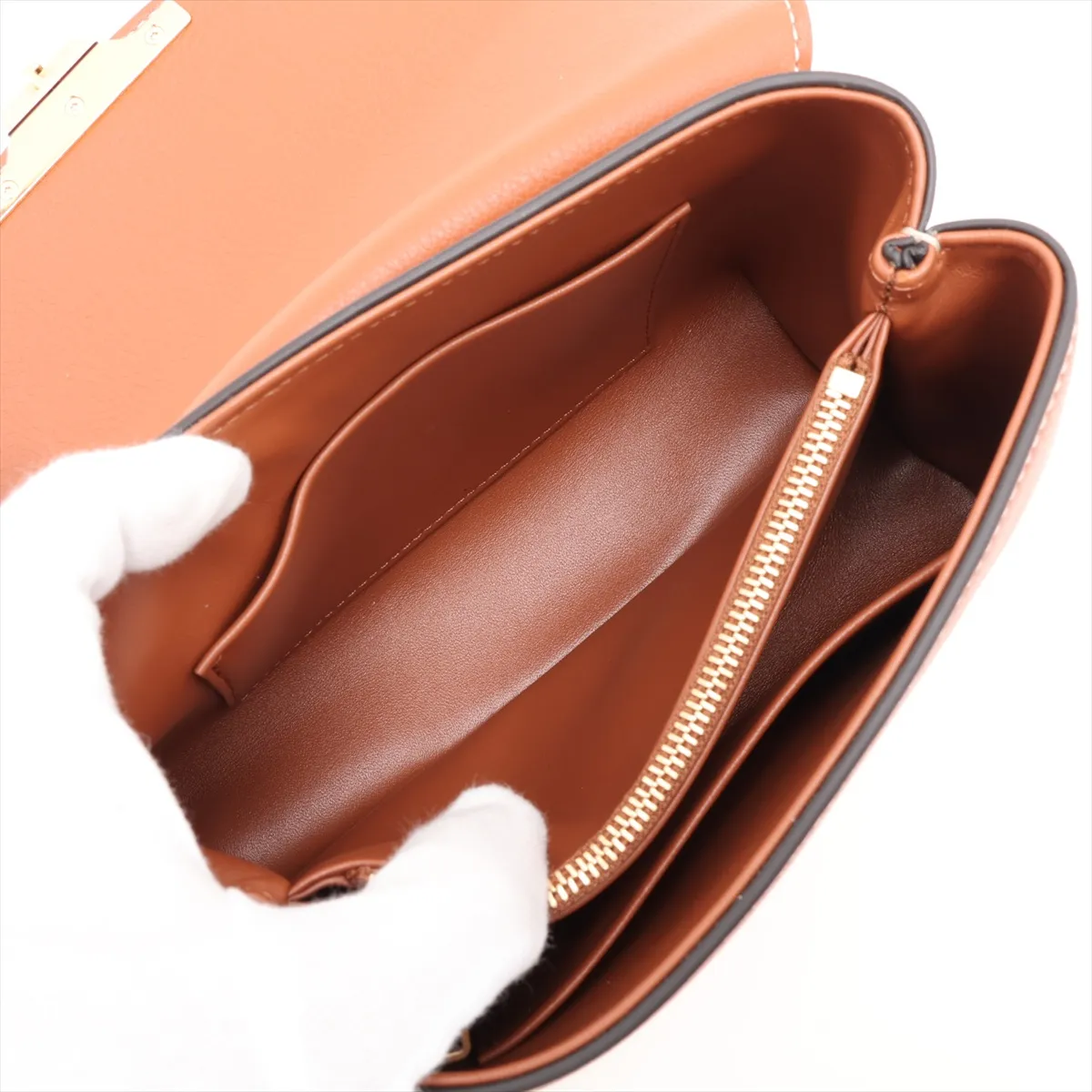Triomphe Teen Nino Leather 2-Way Handbag, Brown — view 11