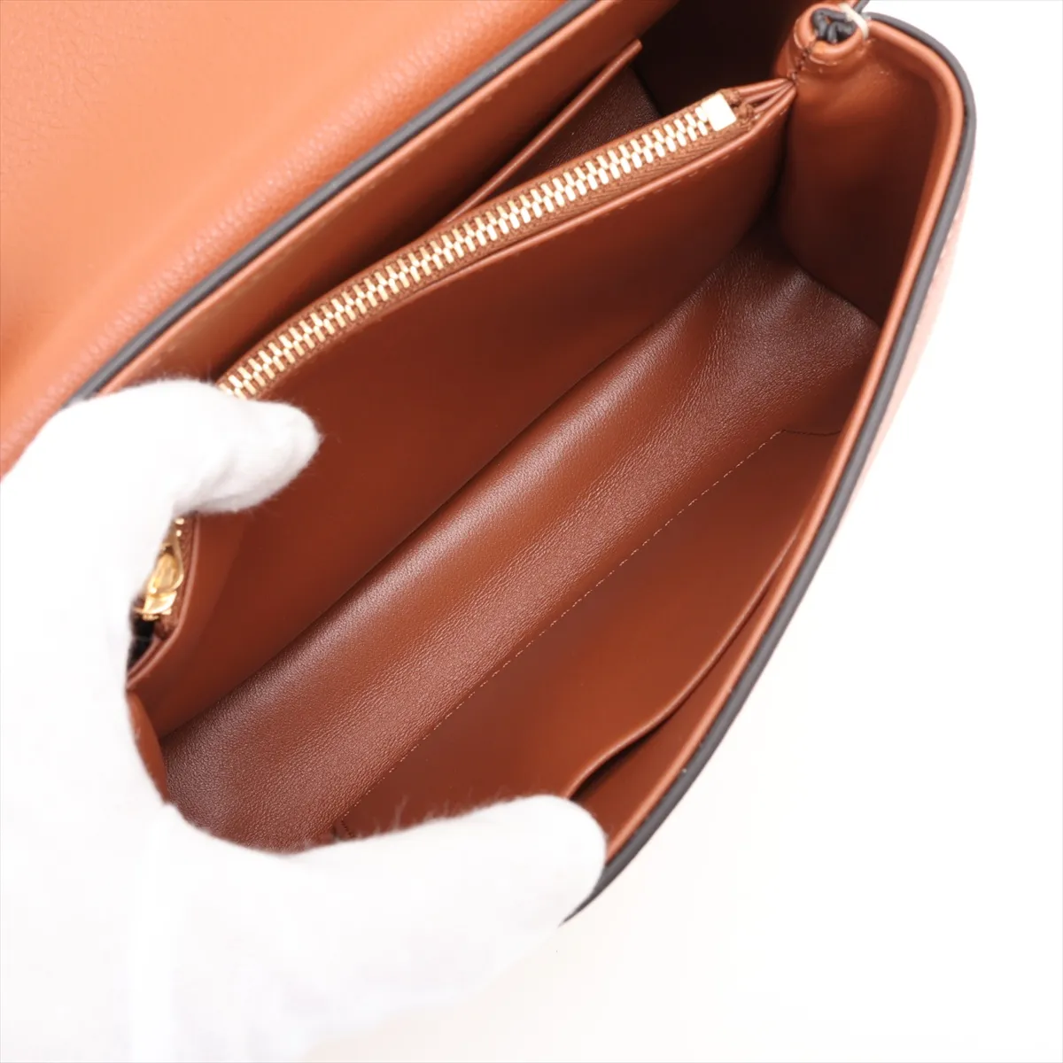 Triomphe Teen Nino Leather 2-Way Handbag, Brown — view 8