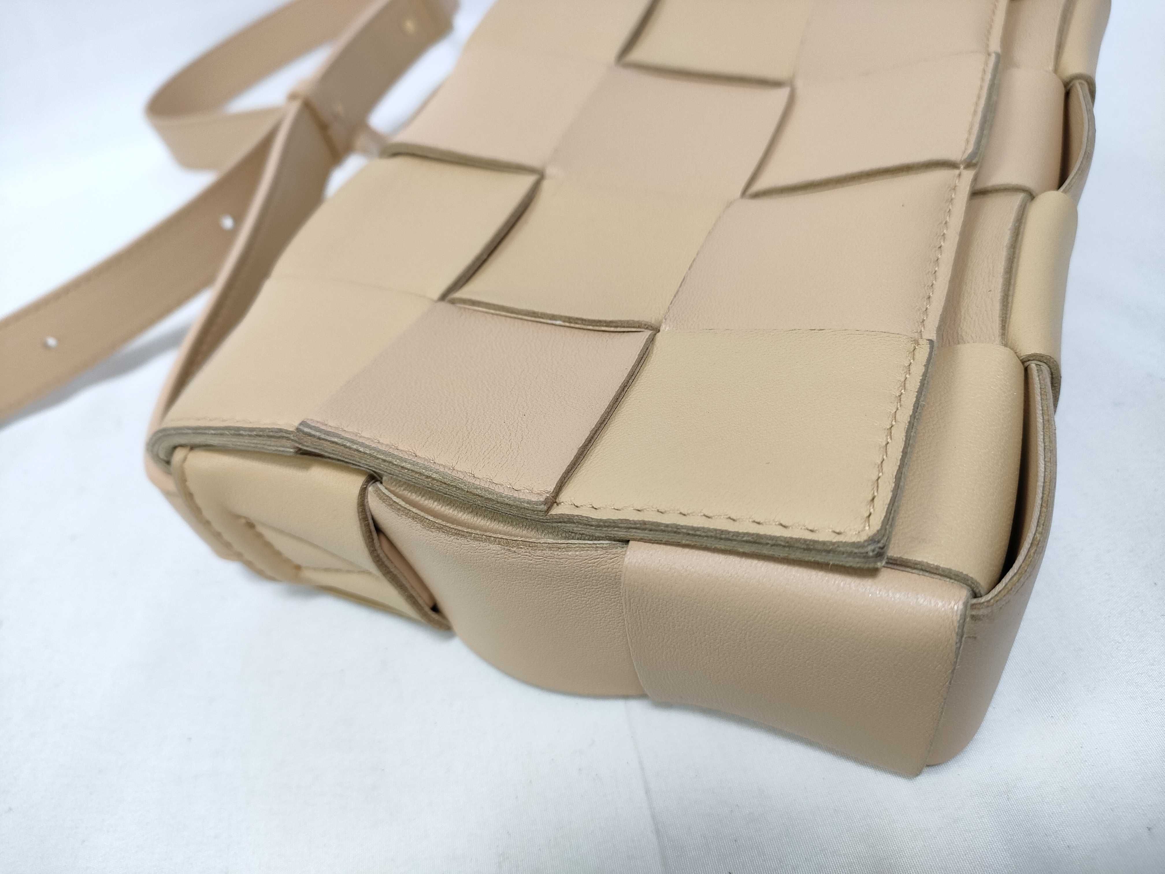 Maxi Intrecciato Padded Cassette Leather Shoulder Bag, Beige — view 12