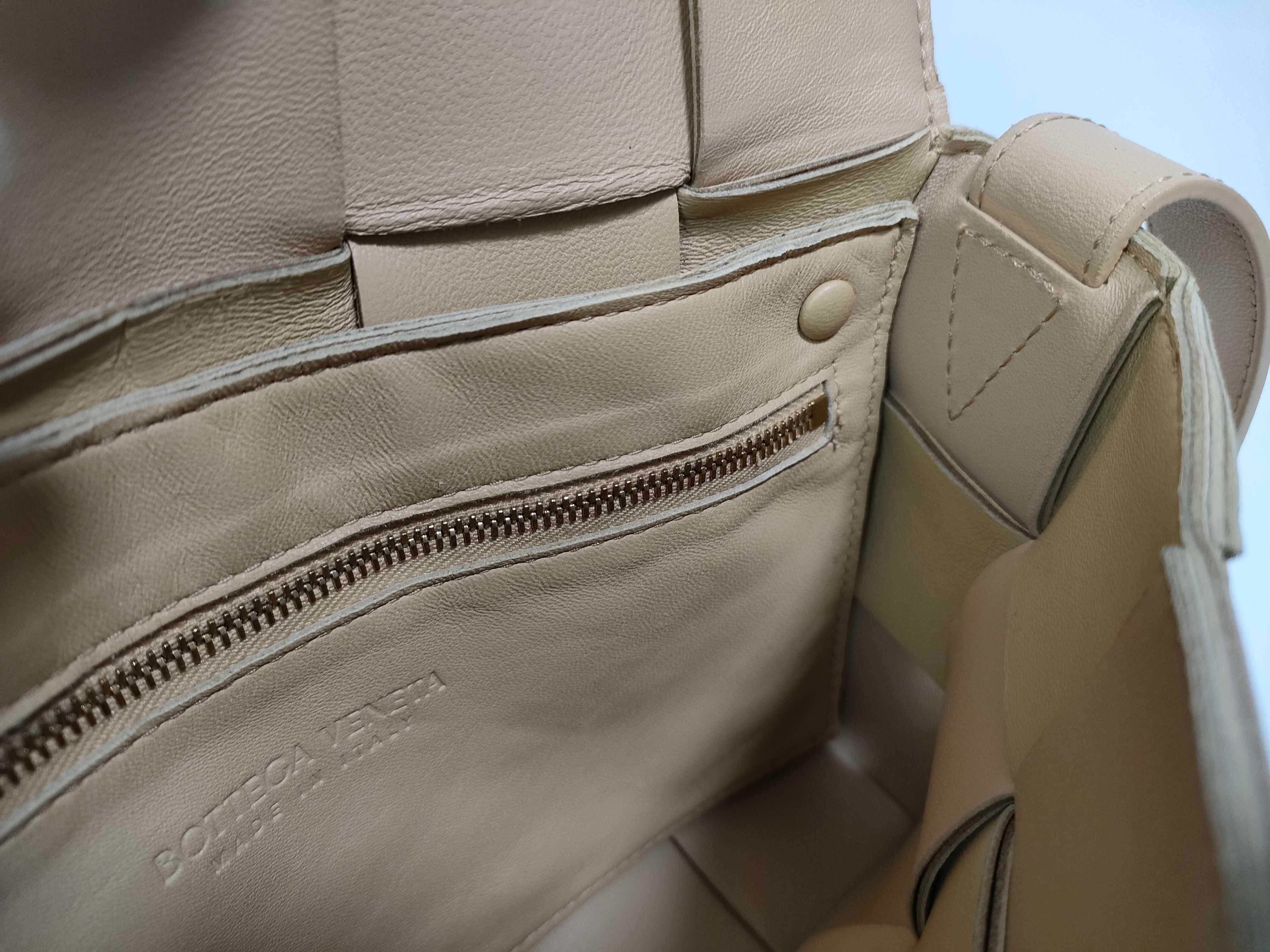 Maxi Intrecciato Padded Cassette Leather Shoulder Bag, Beige — view 14
