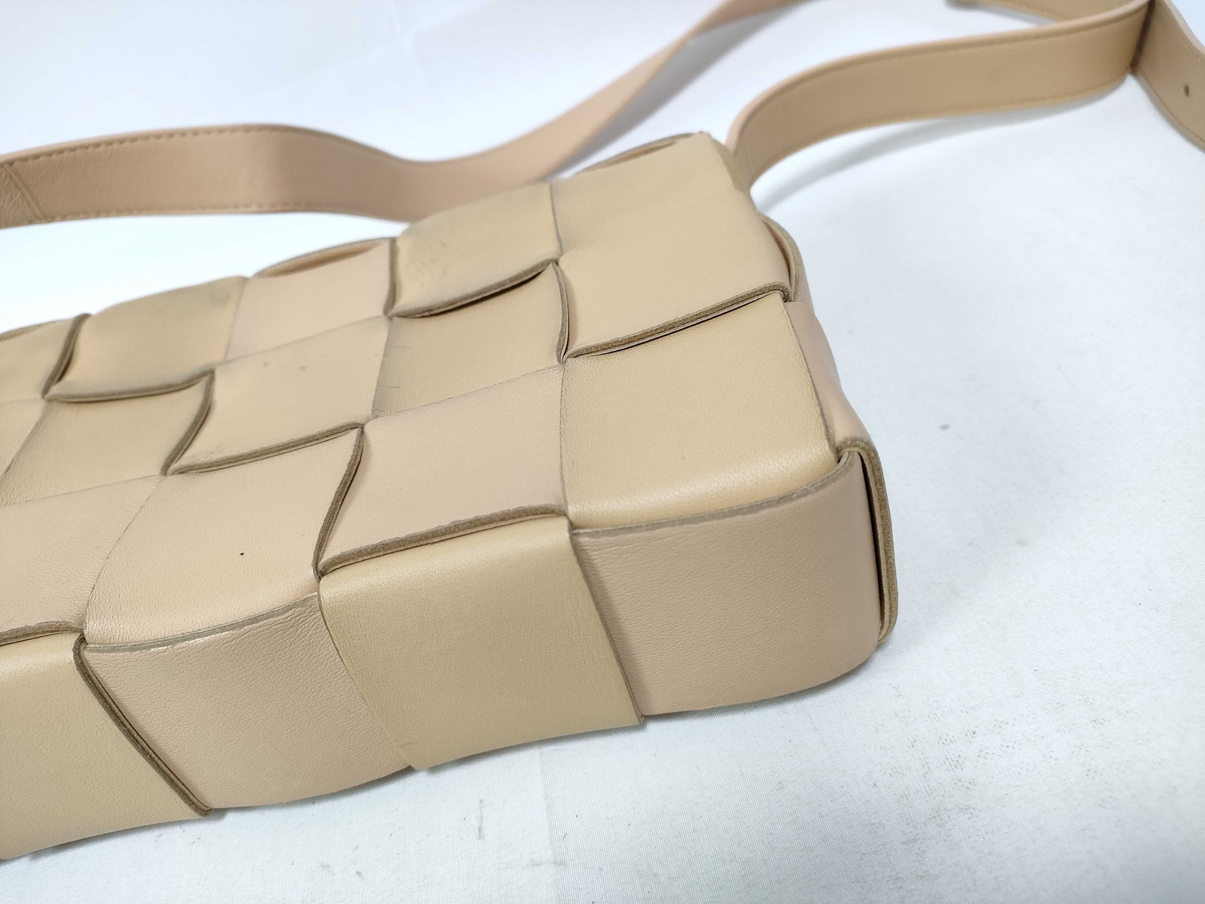 Maxi Intrecciato Padded Cassette Leather Shoulder Bag, Beige — view 4