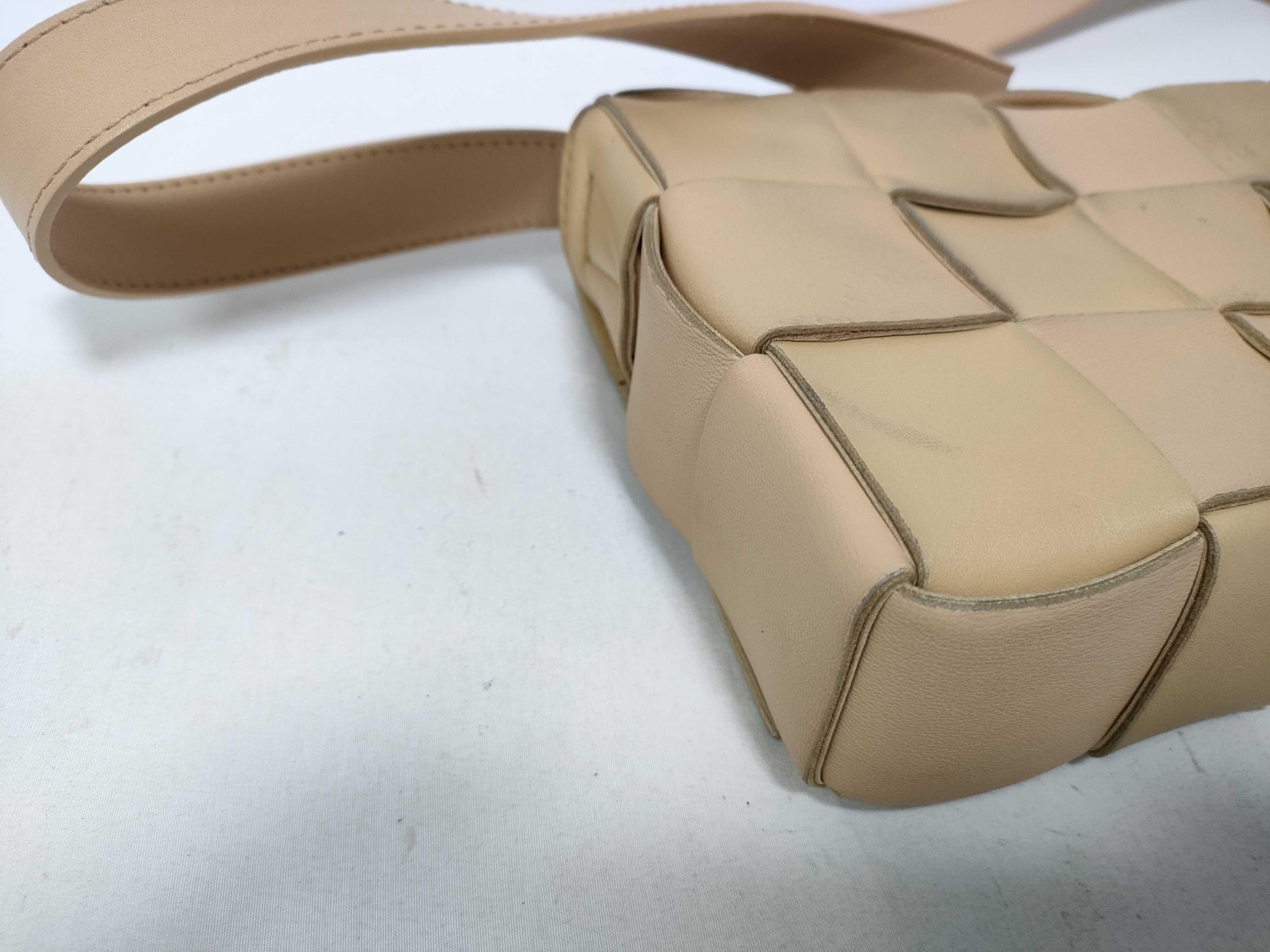 Maxi Intrecciato Padded Cassette Leather Shoulder Bag, Beige — view 5